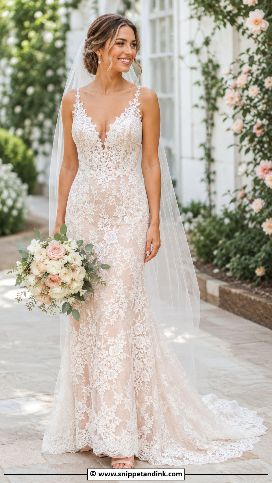 Blush Lace Wedding Dress - Snippet and Ink - 30 Blush Wedding Dress Ideas