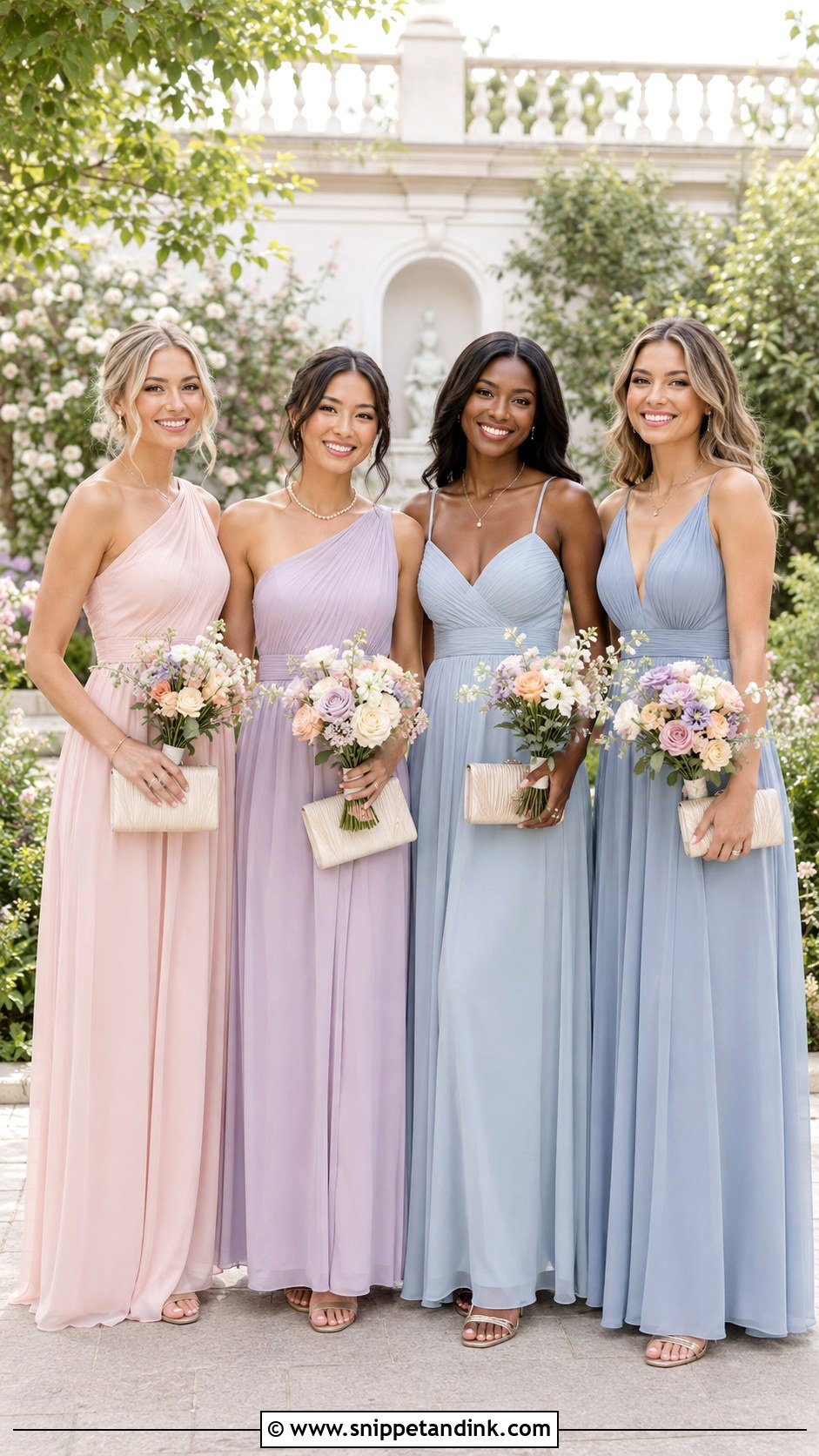 Blush Lavender And Blue Bridal Party Dresses - Snippet and Ink - 20 Bridal Party Dresses Color Schemes
