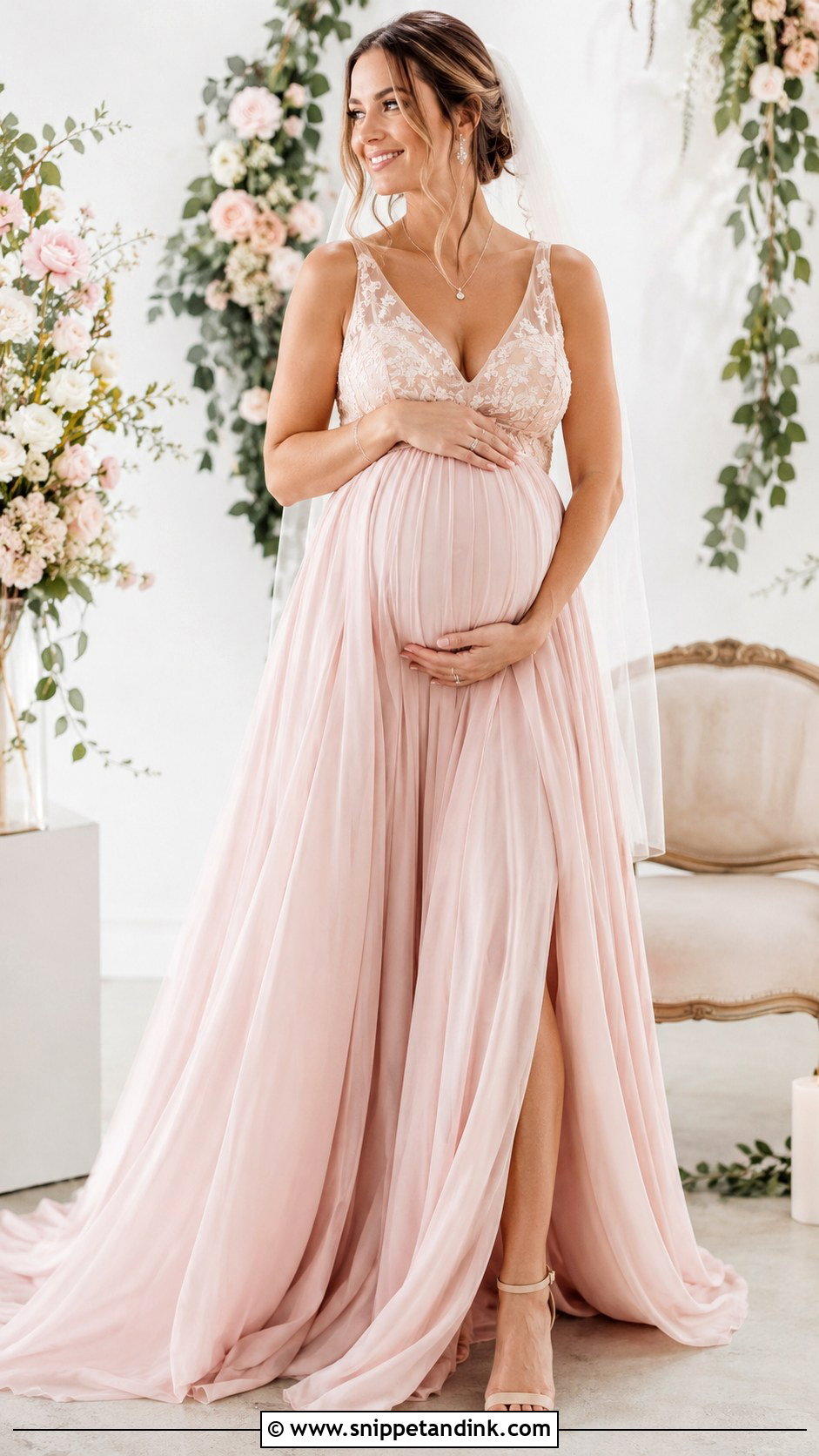 Blush Maternity Wedding Dress - Snippet and Ink - 30 Maternity Wedding Dress Ideas