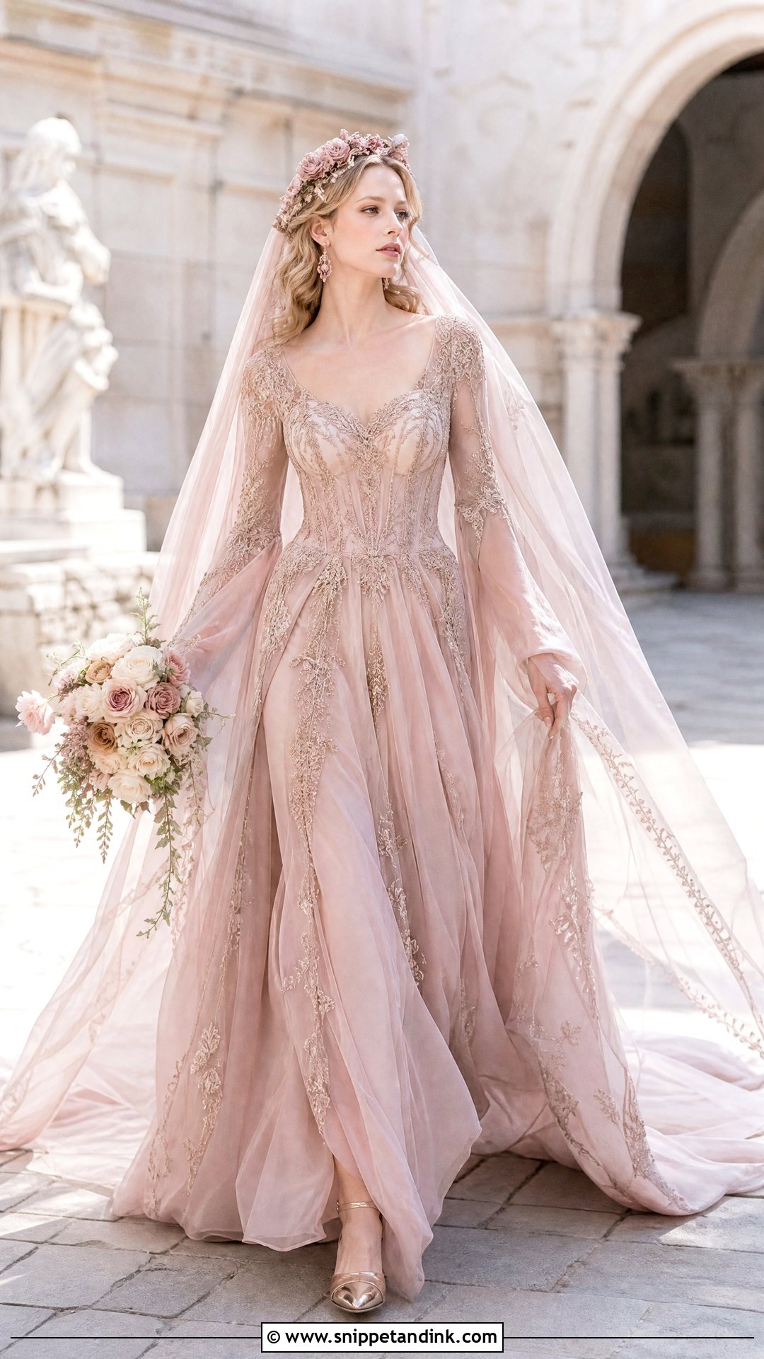 Blush Medieval Queen Wedding Dress - Snippet and Ink - 20 Medieval Queen Wedding Dress Ideas