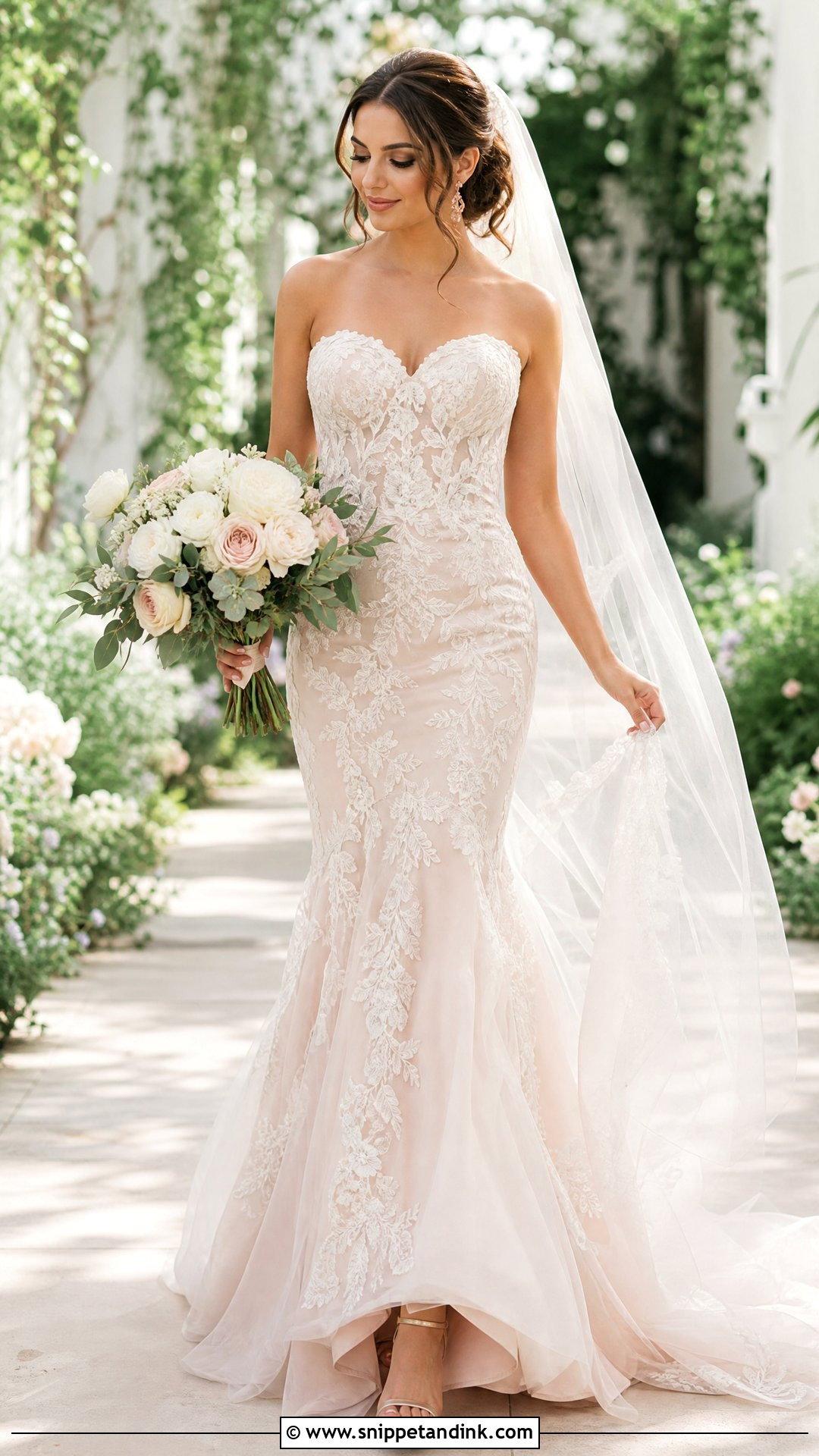 Blush Mermaid Wedding Dress - Snippet and Ink - 25 Mermaid Bride Dress Ideas