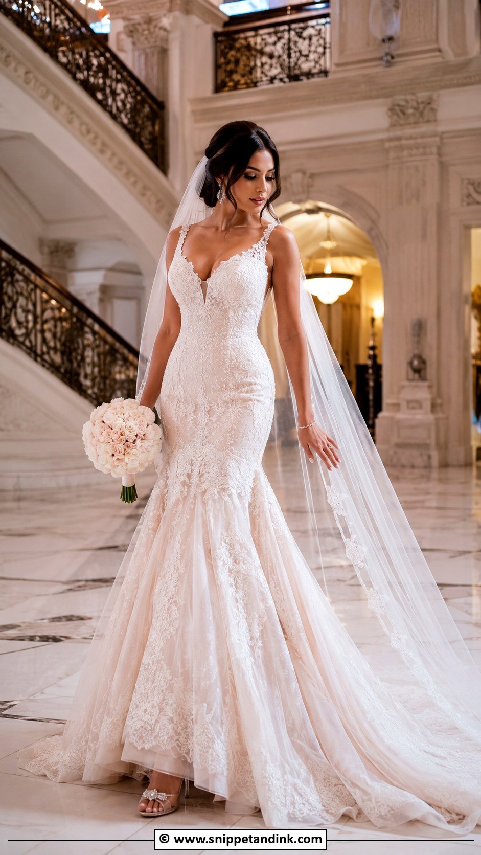 Blush Mermaid Wedding Dress - Snippet and Ink - 30 Blush Wedding Dress Ideas