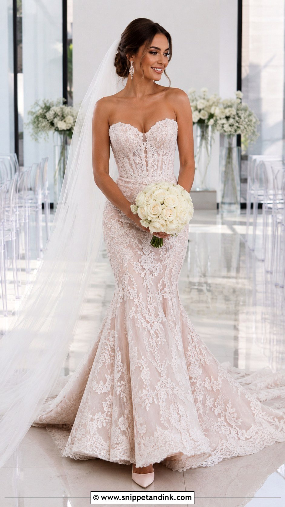 Blush Mermaid Wedding Gown - Snippet and Ink - 20 Blush Wedding Gown Ideas