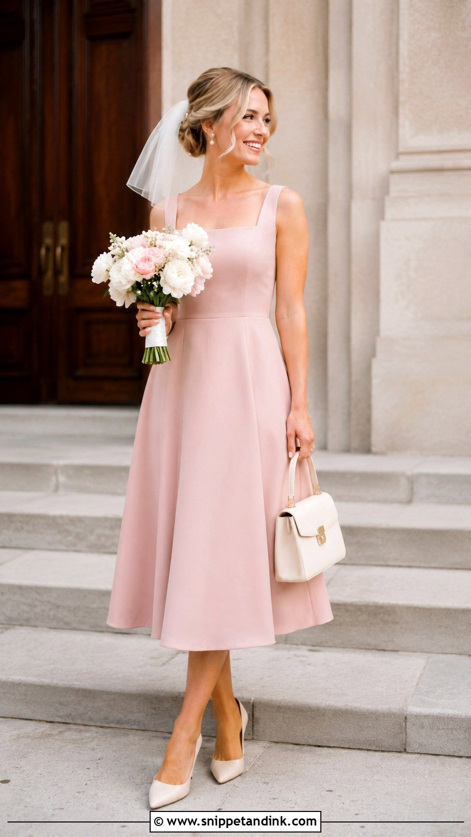 Blush Midi Court Wedding Dress - Snippet and Ink - 20 Dress for Court Wedding Ideas