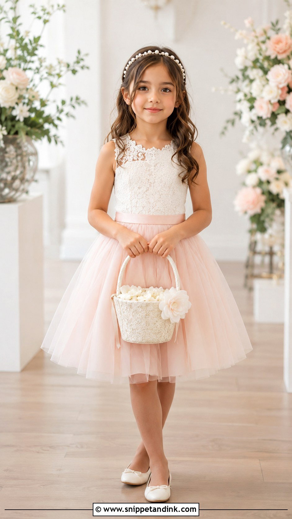 Blush Mini Bride Dress With Ivory Shoes - Snippet and Ink - 20 Mini Bride Dress Kids Ideas