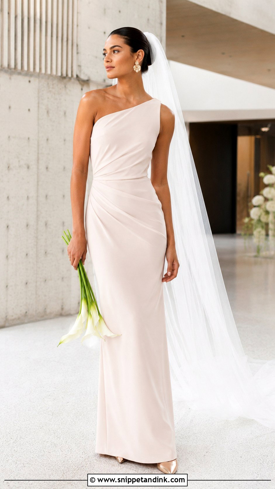 Blush Minimalist Crepe Wedding Dress - Snippet and Ink - 20 Blush Wedding Dresses