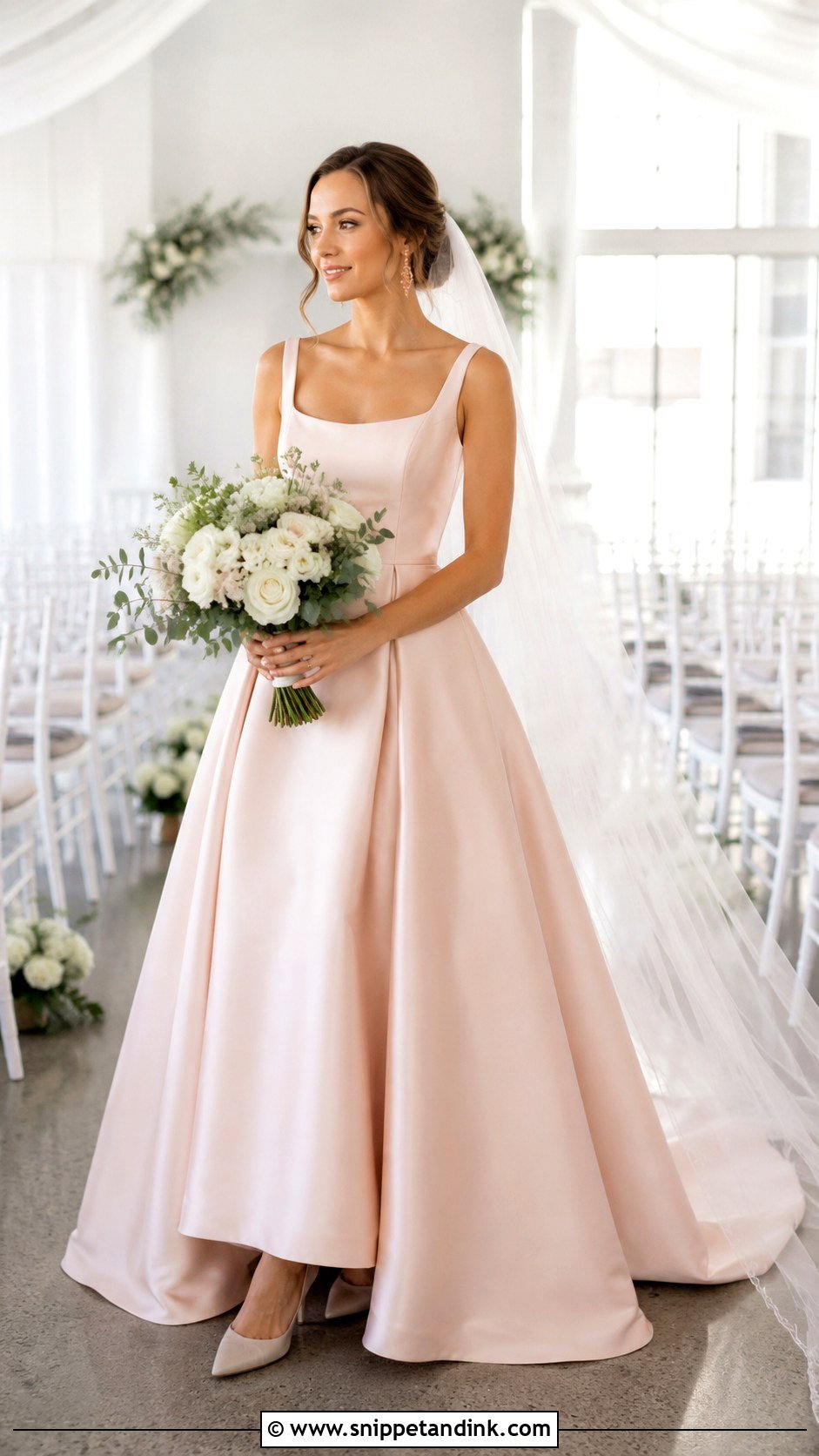 Blush Minimalist Wedding Dress - Snippet and Ink - 20 Simple Unique Wedding Dresses