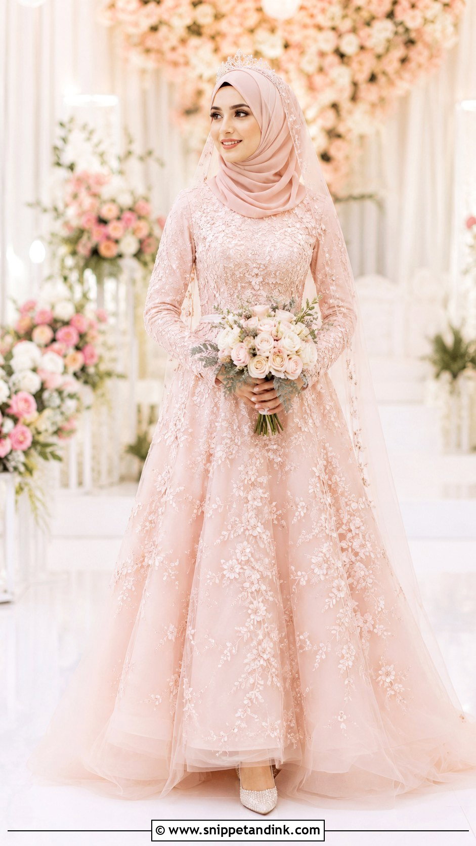 Blush Muslim Bridal Dress - Snippet and Ink - 30 Muslim Bridal Dress Ideas