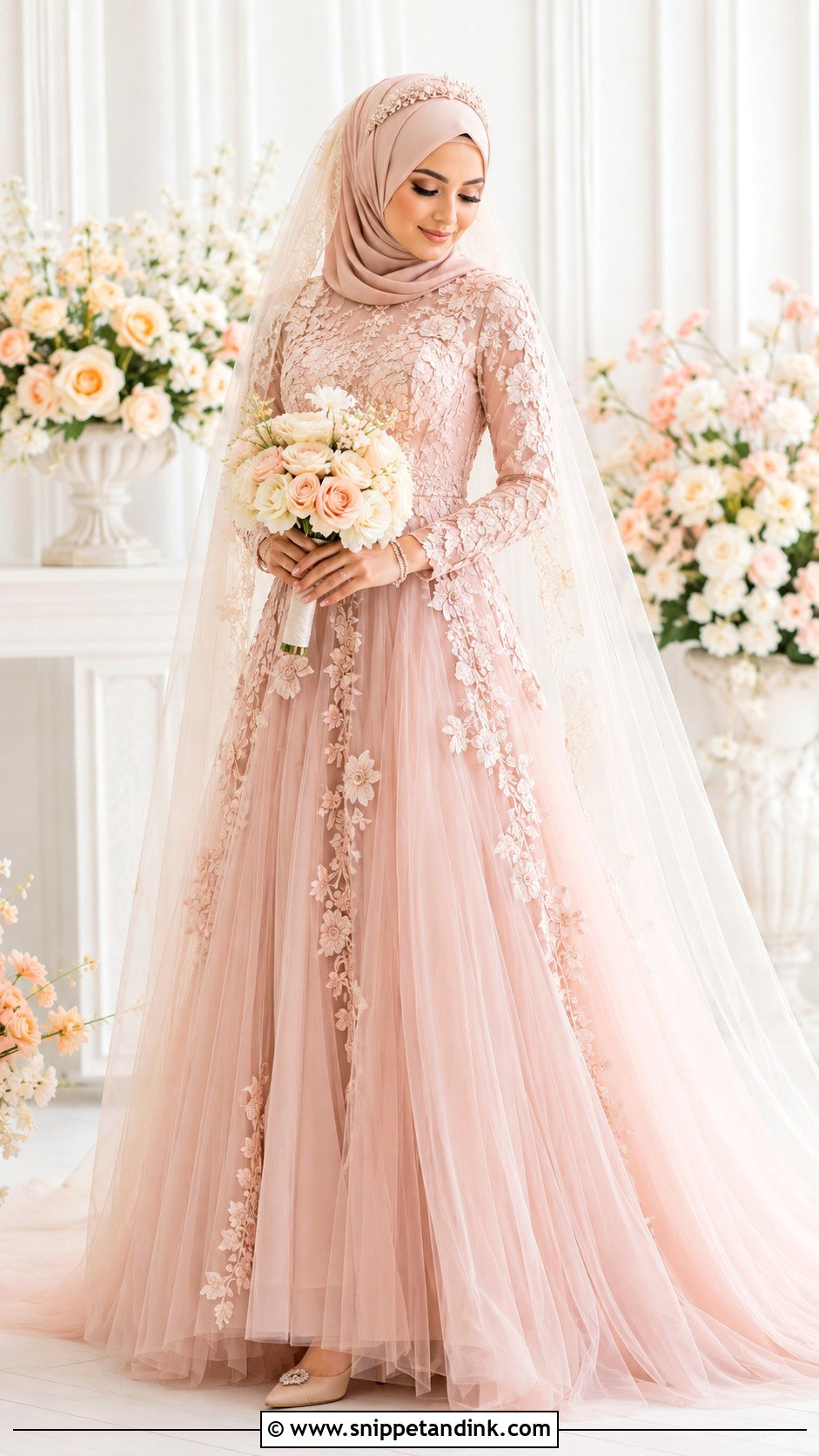 Blush Muslim Wedding Dress - Snippet and Ink - 30 Muslim Wedding Dress Ideas