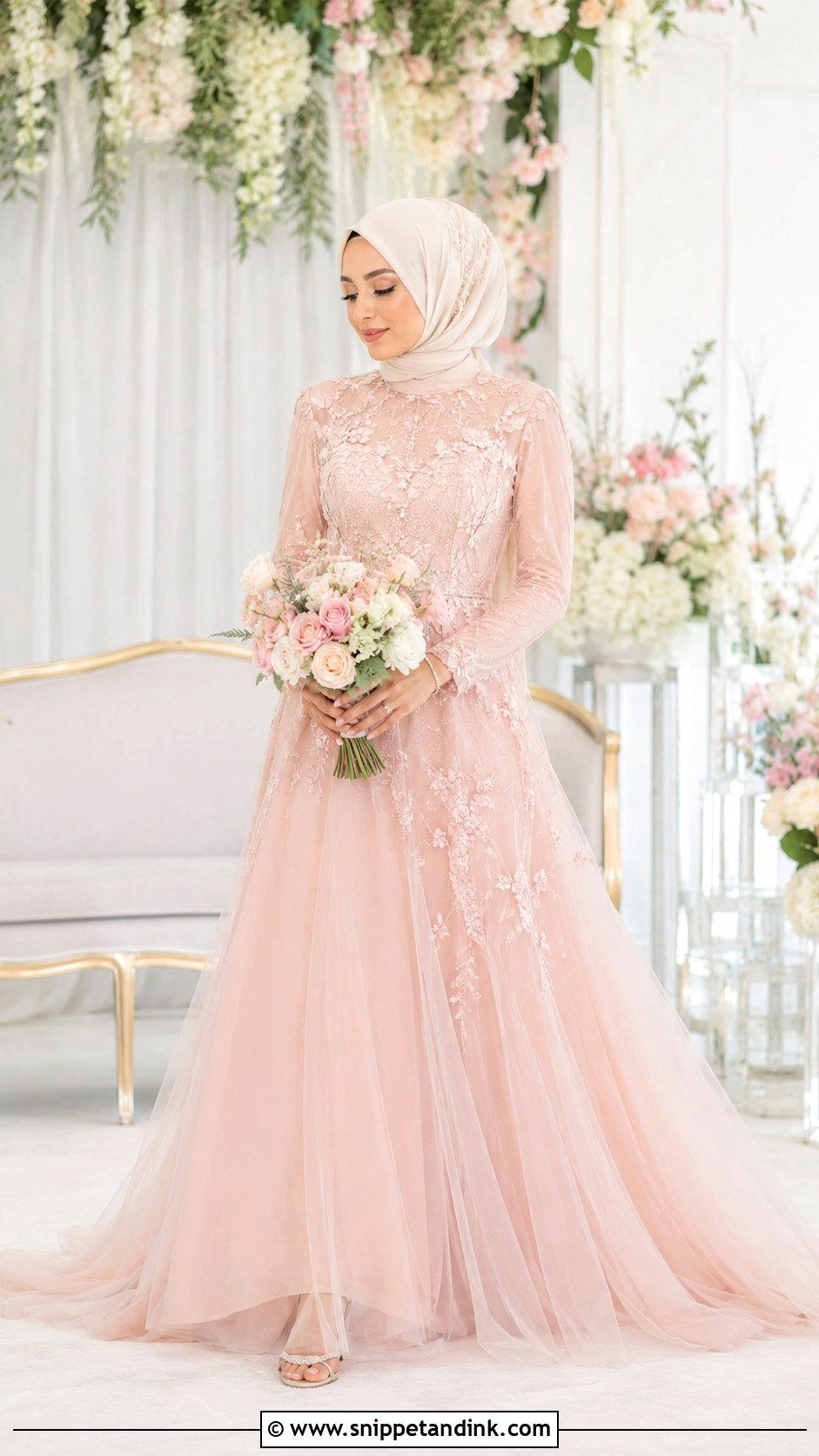 Blush Muslim Wedding Dress - Snippet and Ink - 25 Modern Muslim Wedding Dresses