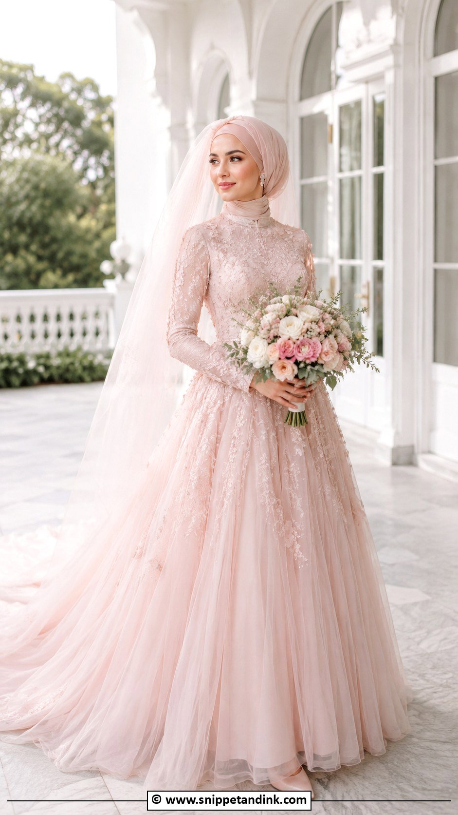 Blush Muslim Wedding Gown - Snippet and Ink - 30 Muslim Wedding Gown Ideas