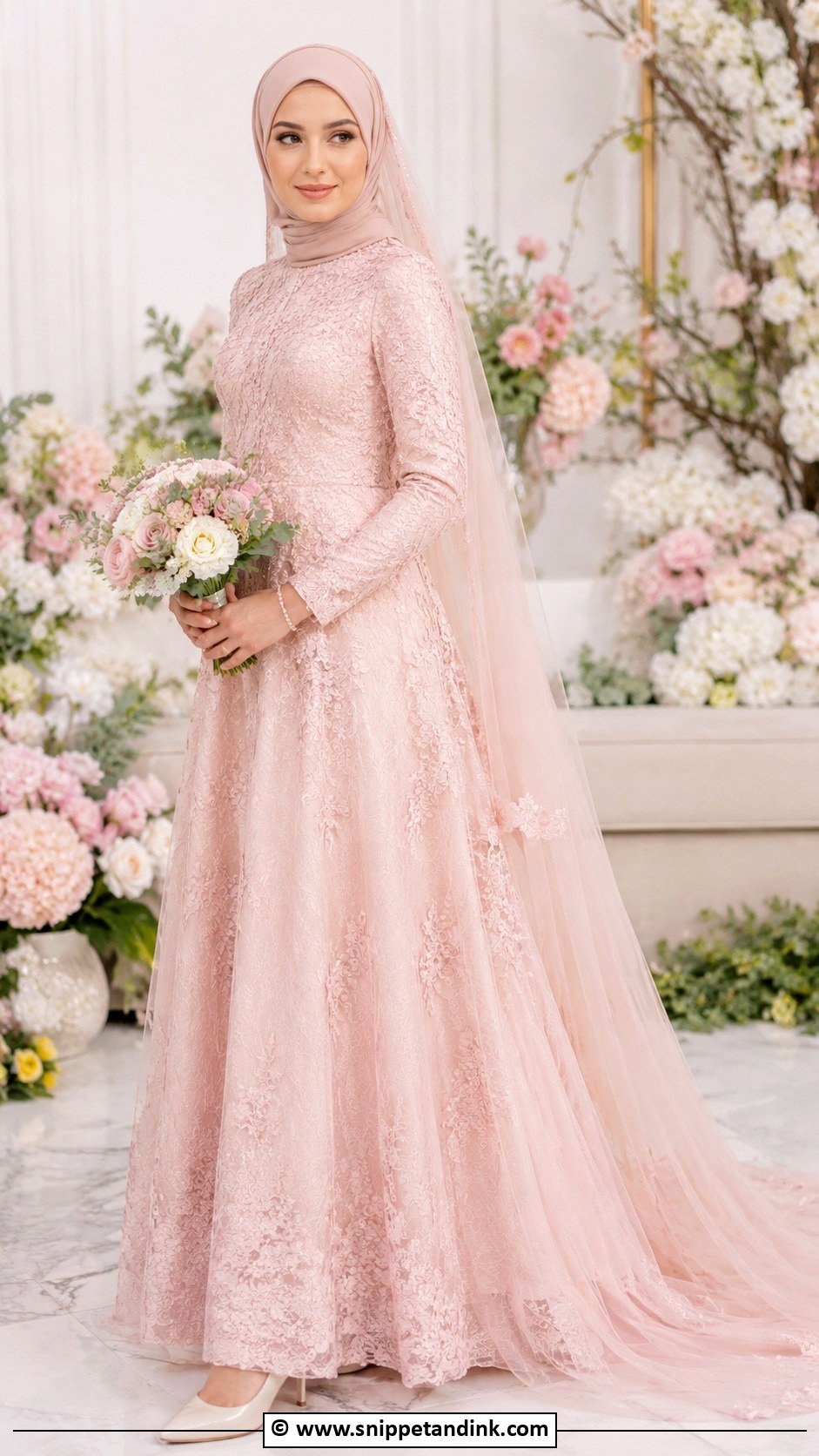 Blush Muslimah Wedding Dress - Snippet and Ink - 30 Muslimah Wedding Dress Ideas