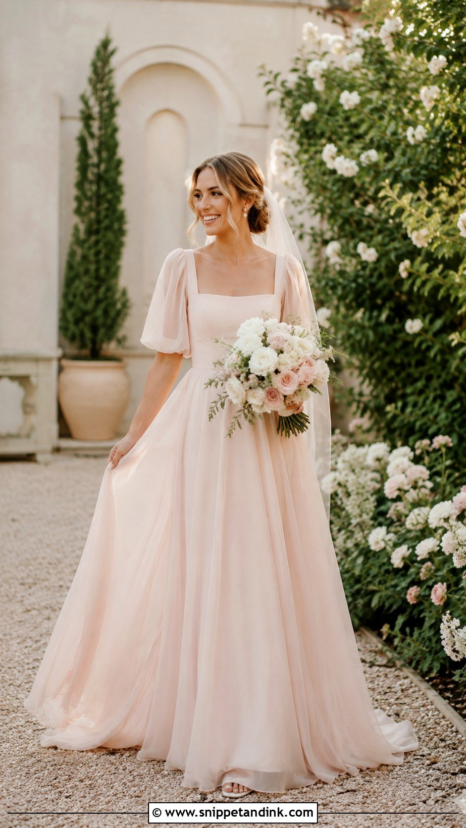 Blush Muslin Wedding Dress - Snippet and Ink - 20 Muslin Wedding Dress Ideas
