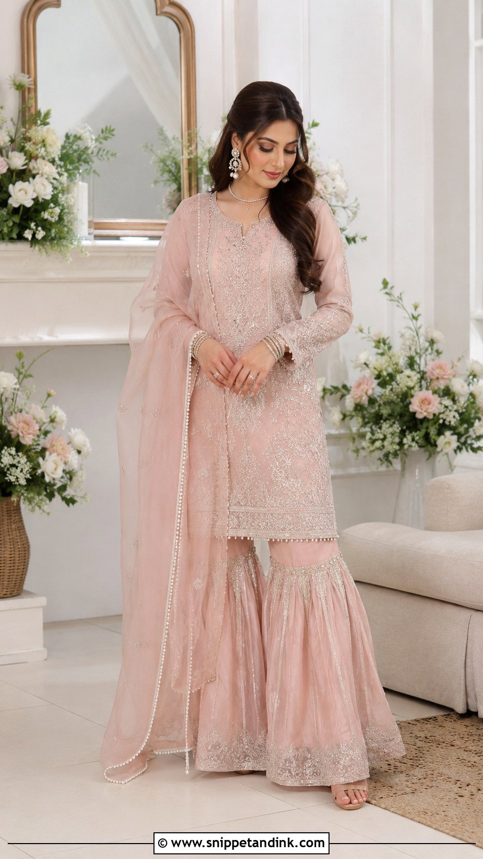 Blush Nikah Long Shirt Dress - Snippet and Ink - 25 Nikah Dress Pakistani Brides Ideas
