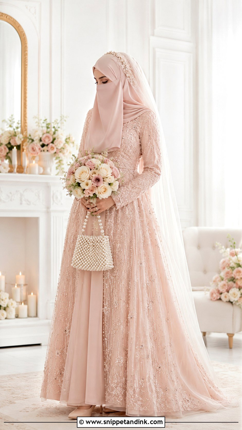 Blush Niqab Bride Dress - Snippet and Ink - 30 Niqab Bride Ideas