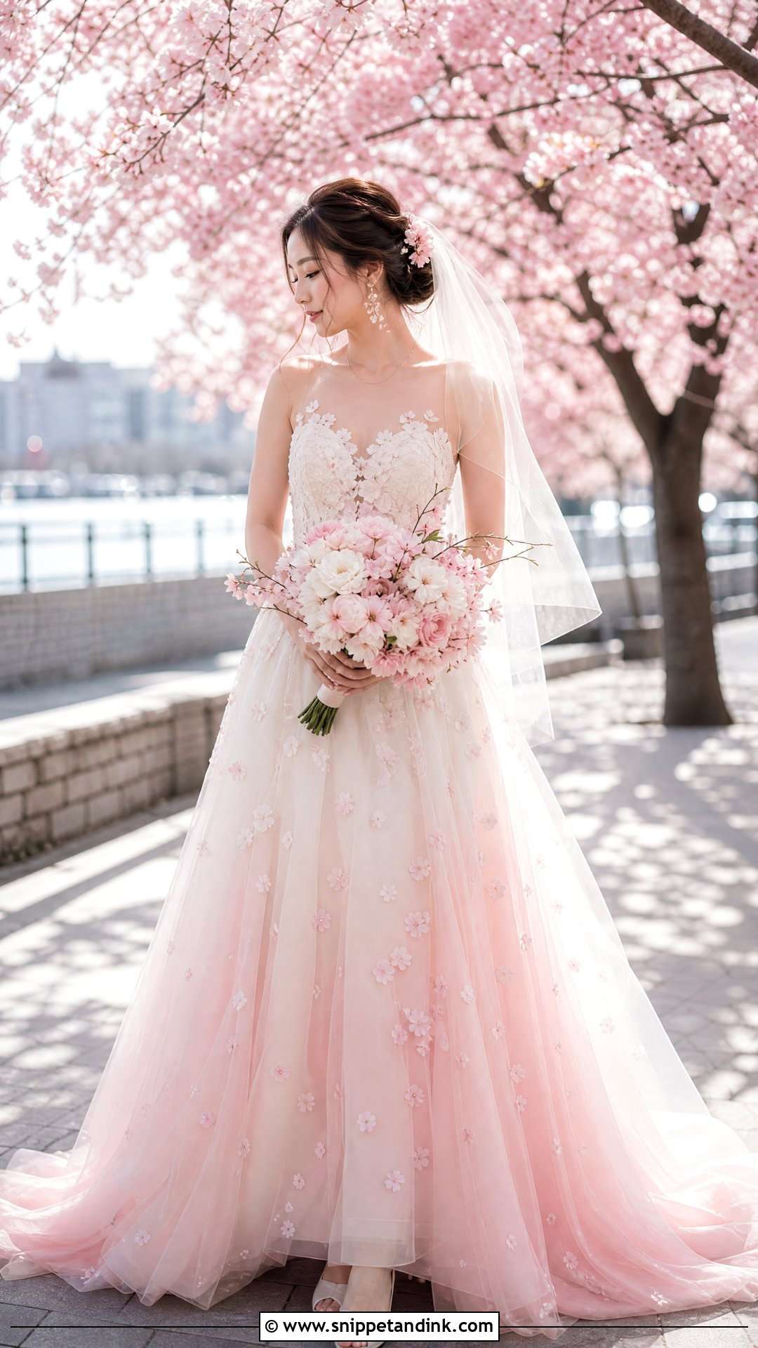 Blush Ombre Sakura Wedding Dress - Snippet and Ink - 20 Sakura Wedding Dress Ideas