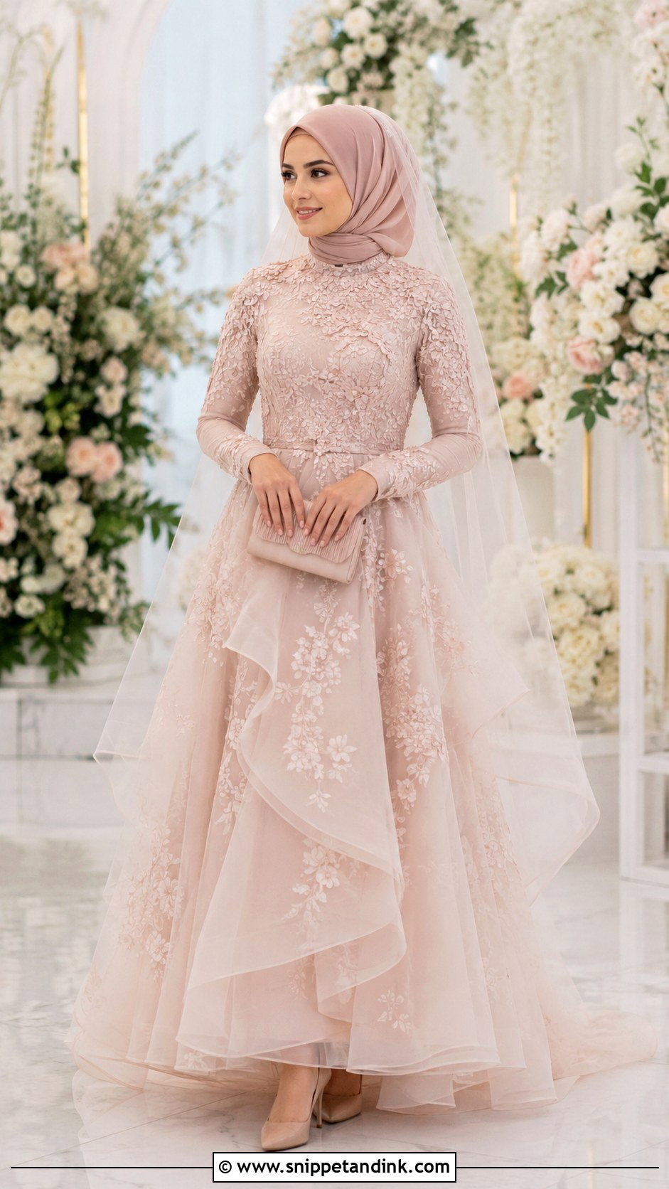 Blush Organza Muslim Wedding Dress - Snippet and Ink - 20 Islam Wedding Dress Ideas