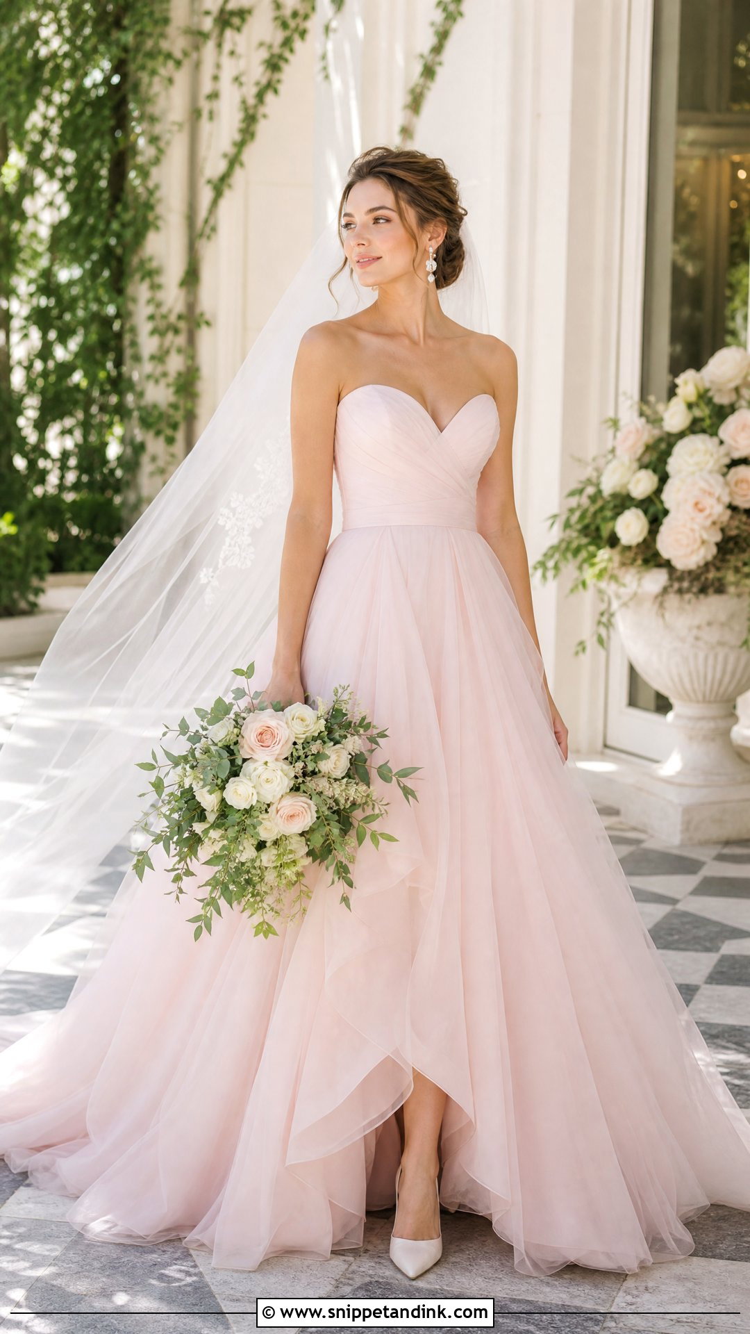 Blush Pink A Line Bridal Gown - Snippet and Ink - 20 Pink Bridal Gown Ideas