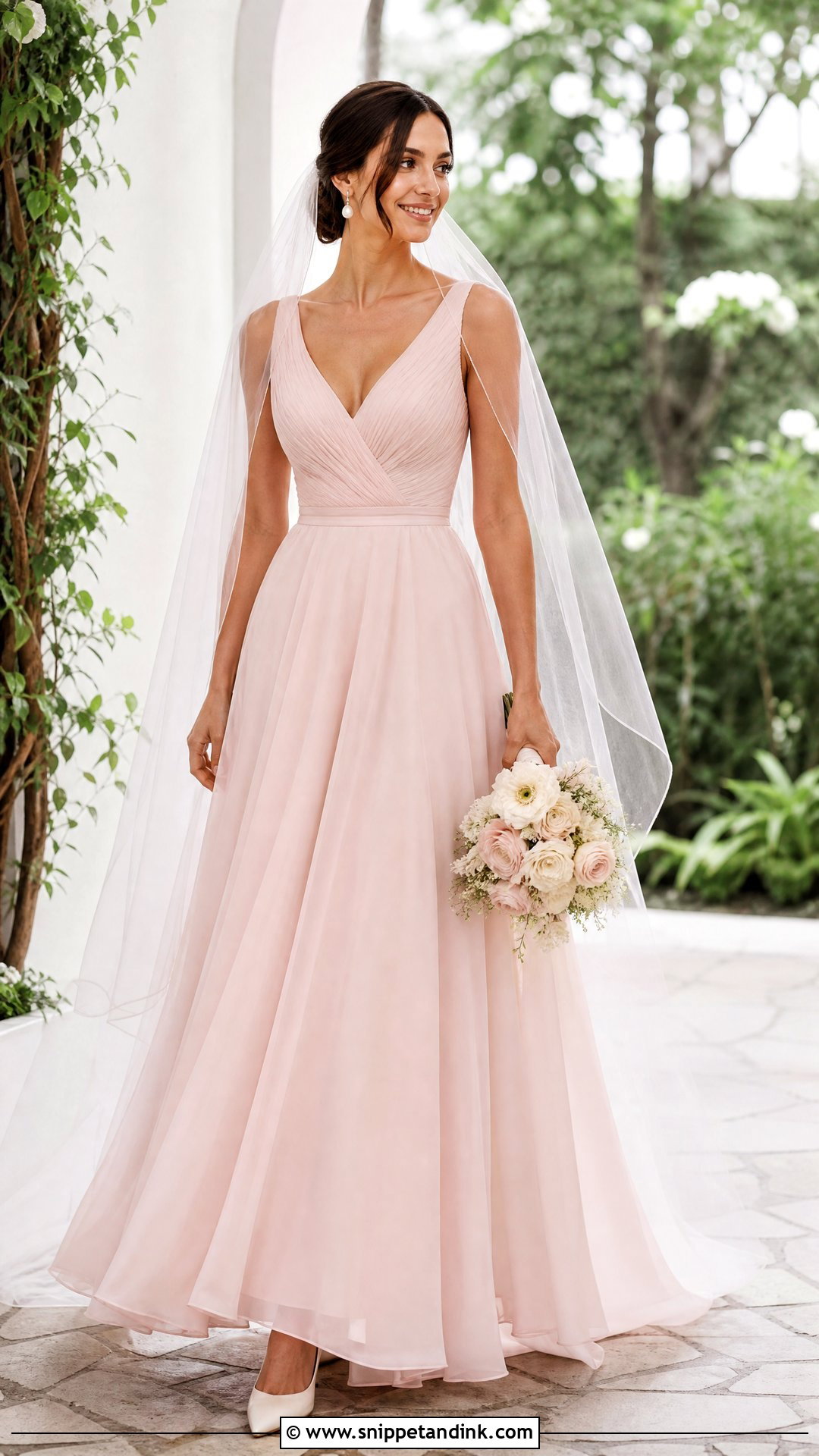 Blush Pink A Line Bride Dress - Snippet and Ink - 20 Pink Bride Dress Ideas