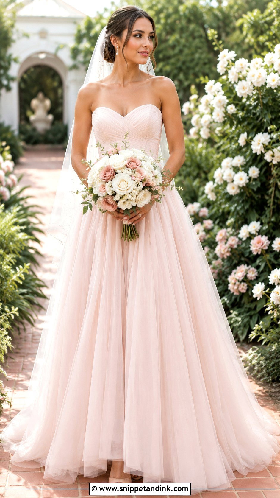Blush Pink A Line Wedding Dress - Snippet and Ink - 30 Blush Pink Wedding Dress Ideas