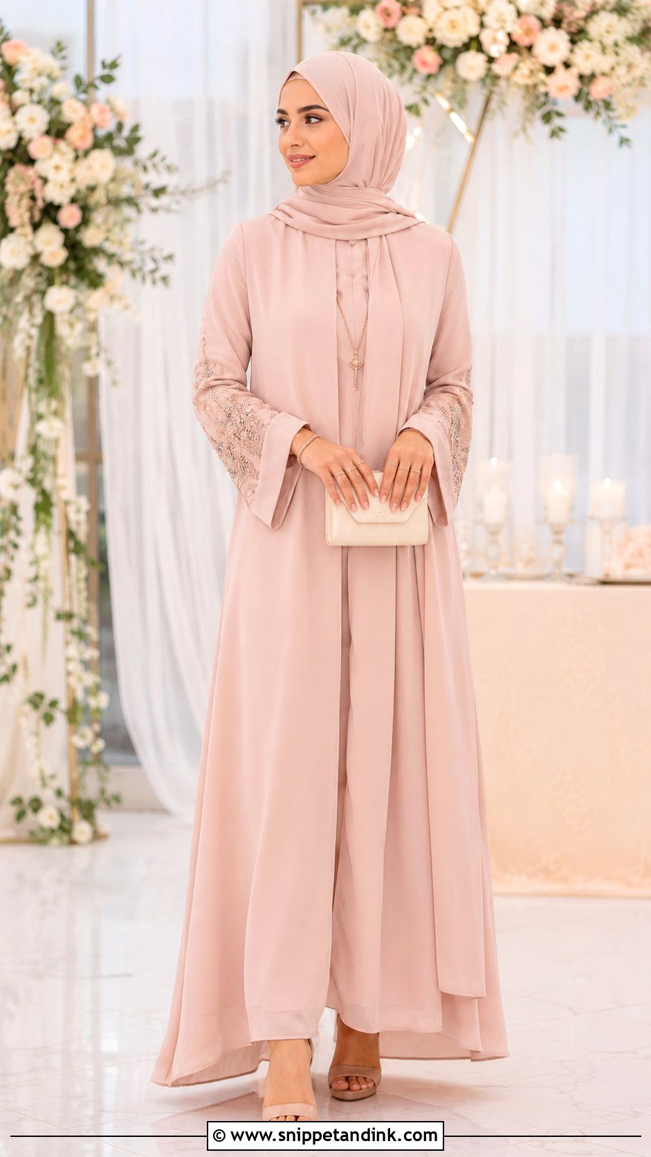 Blush Pink Abaya - Snippet and Ink - 30 Wedding Abaya Ideas