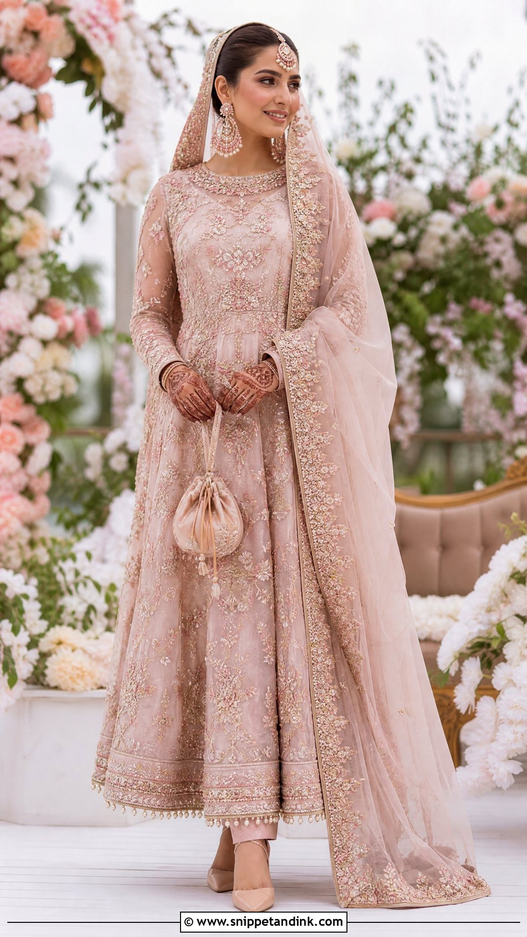 Blush Pink Anarkali Nikkah Bride Outfit - Snippet and Ink - 20 Nikkah Bride Outfit Ideas
