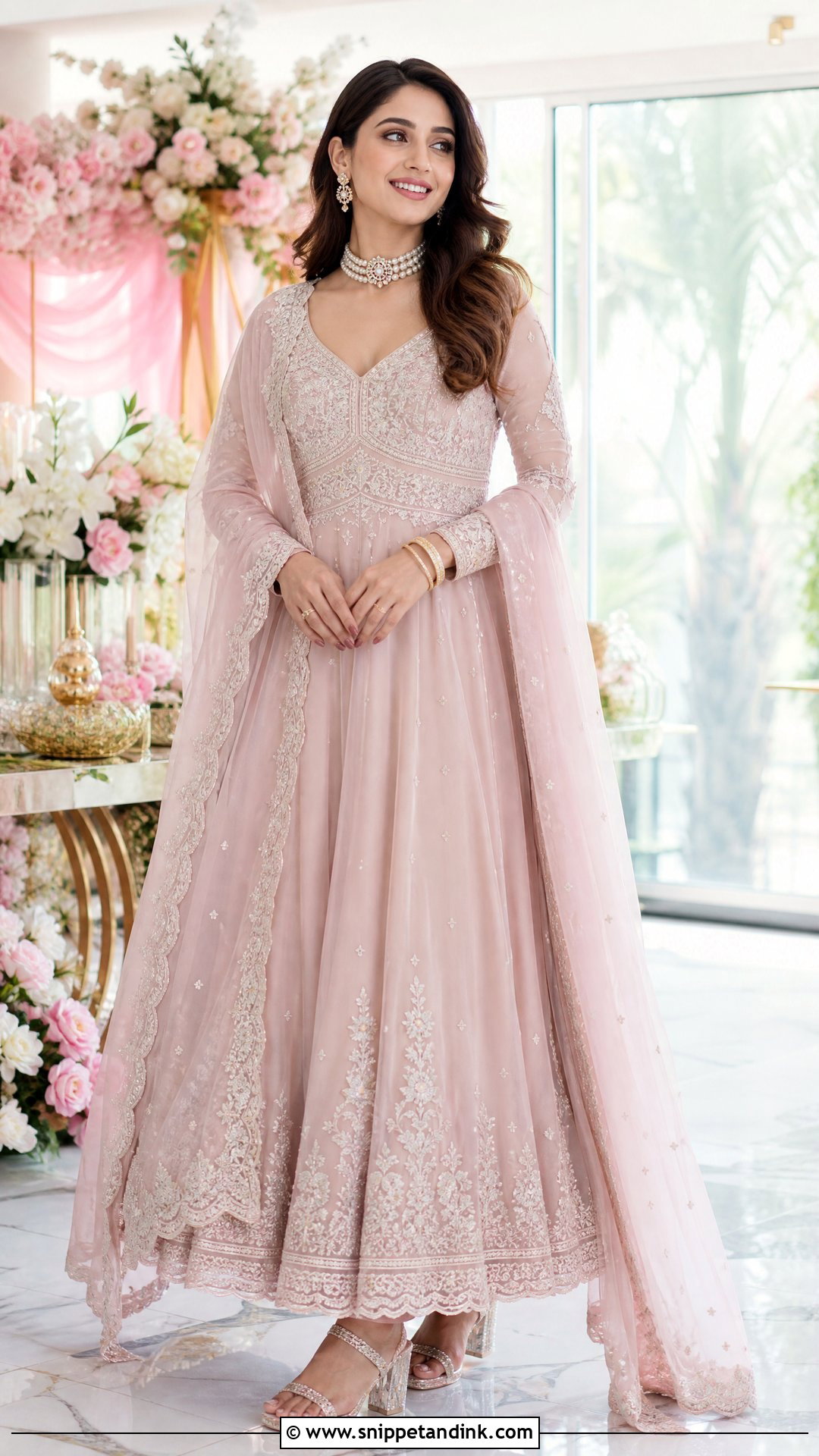 Blush Pink Anarkali for Sagan - Snippet and Ink - 20 Sagan Outfits for Bride