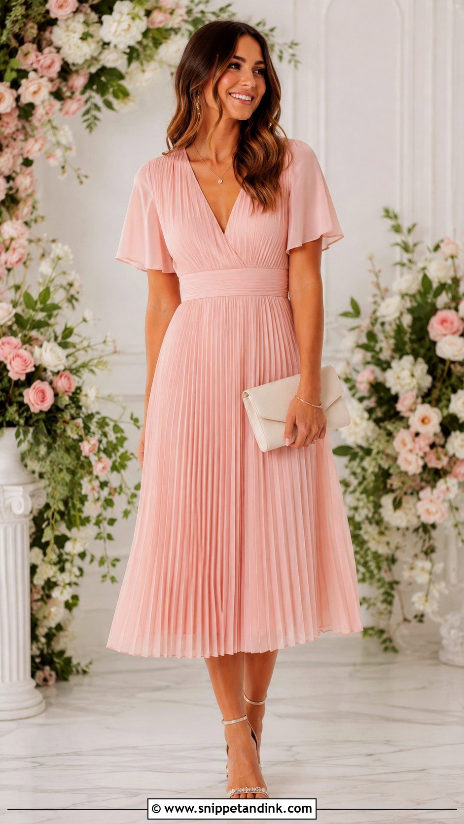 Blush Pink Anniversary Dress With Crystal Shoes - Snippet and Ink - 25 Wedding Anniversary Dress Ideas