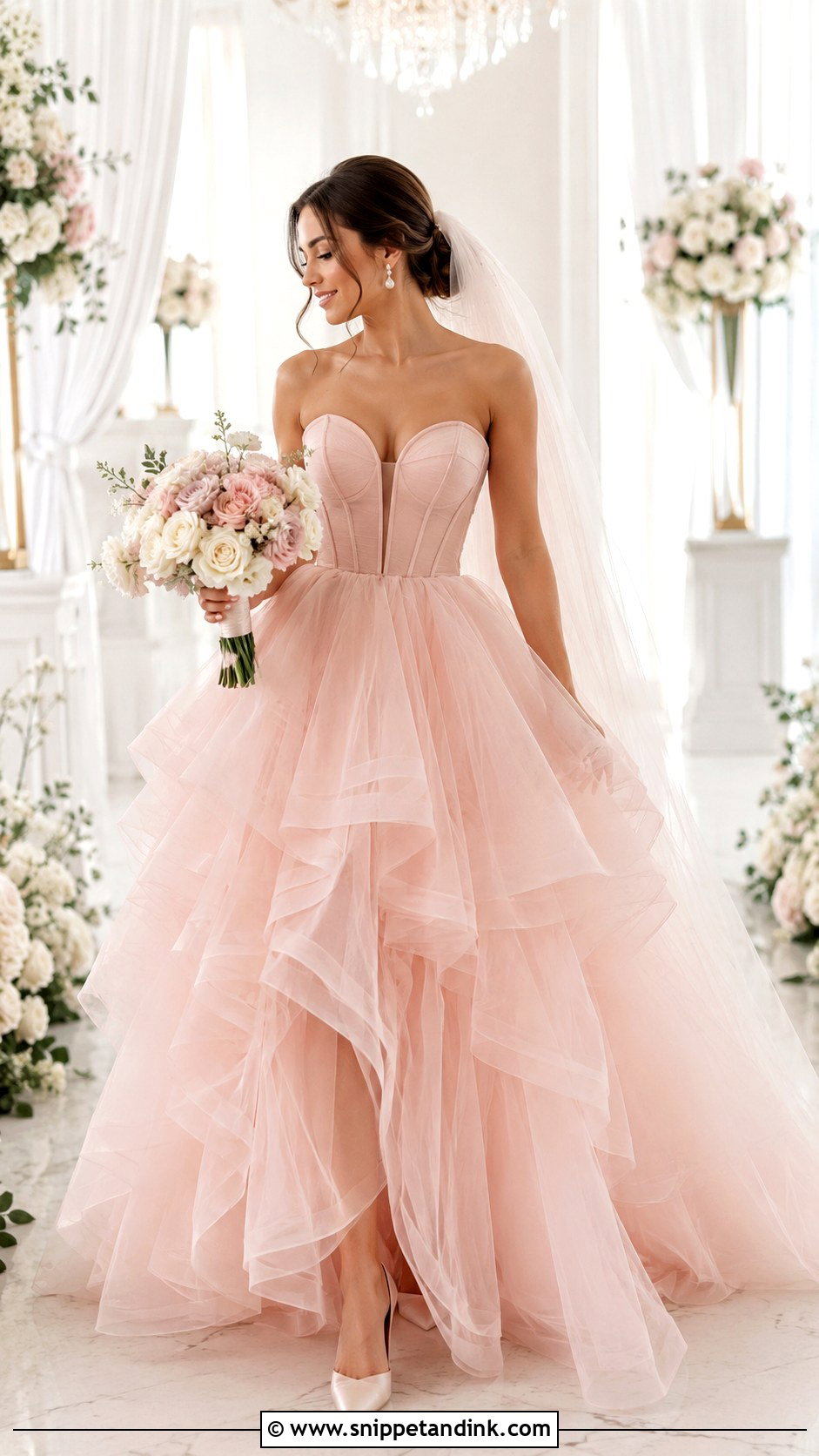 Blush Pink Ball Gown Wedding Dress - Snippet and Ink - 25 Pink Wedding Dresses