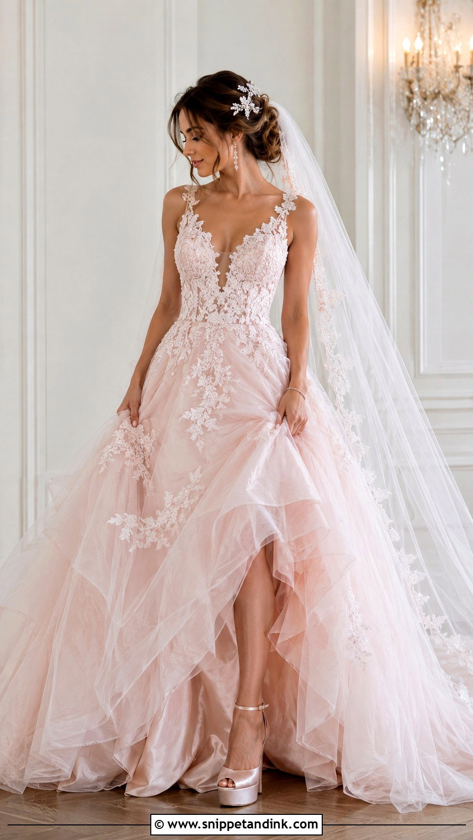 Blush Pink Ball Gown Wedding Dress - Snippet and Ink - 30 Blush Pink Wedding Dress Ideas