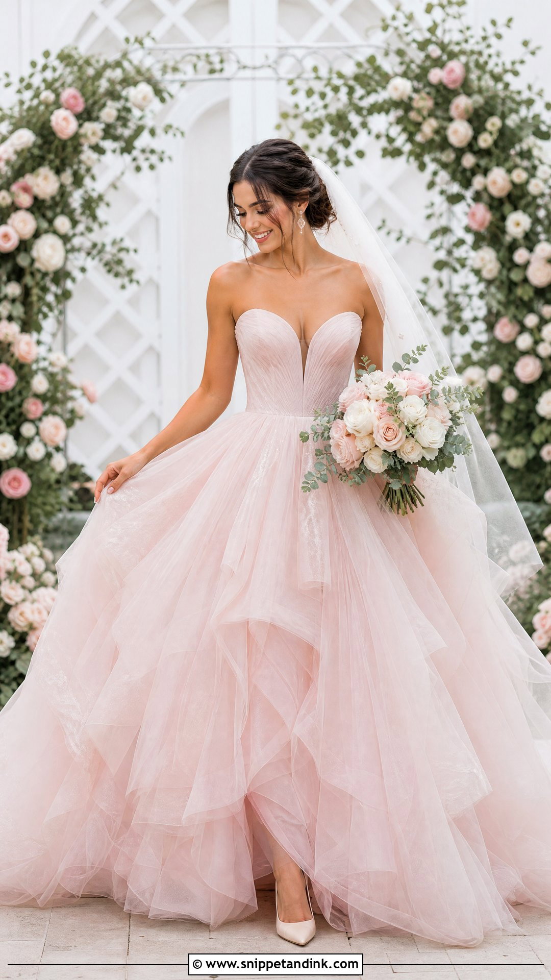 Blush Pink Ball Gown Wedding Dress - Snippet and Ink - 25 Pastel Wedding Dress Ideas