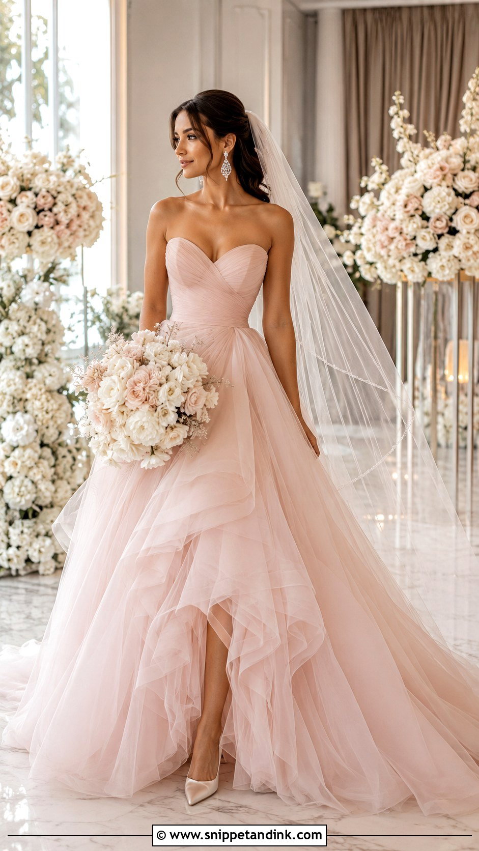 Blush Pink Ball Gown Wedding Dress - Snippet and Ink - 25 Pink Wedding Dress for Bride Ideas