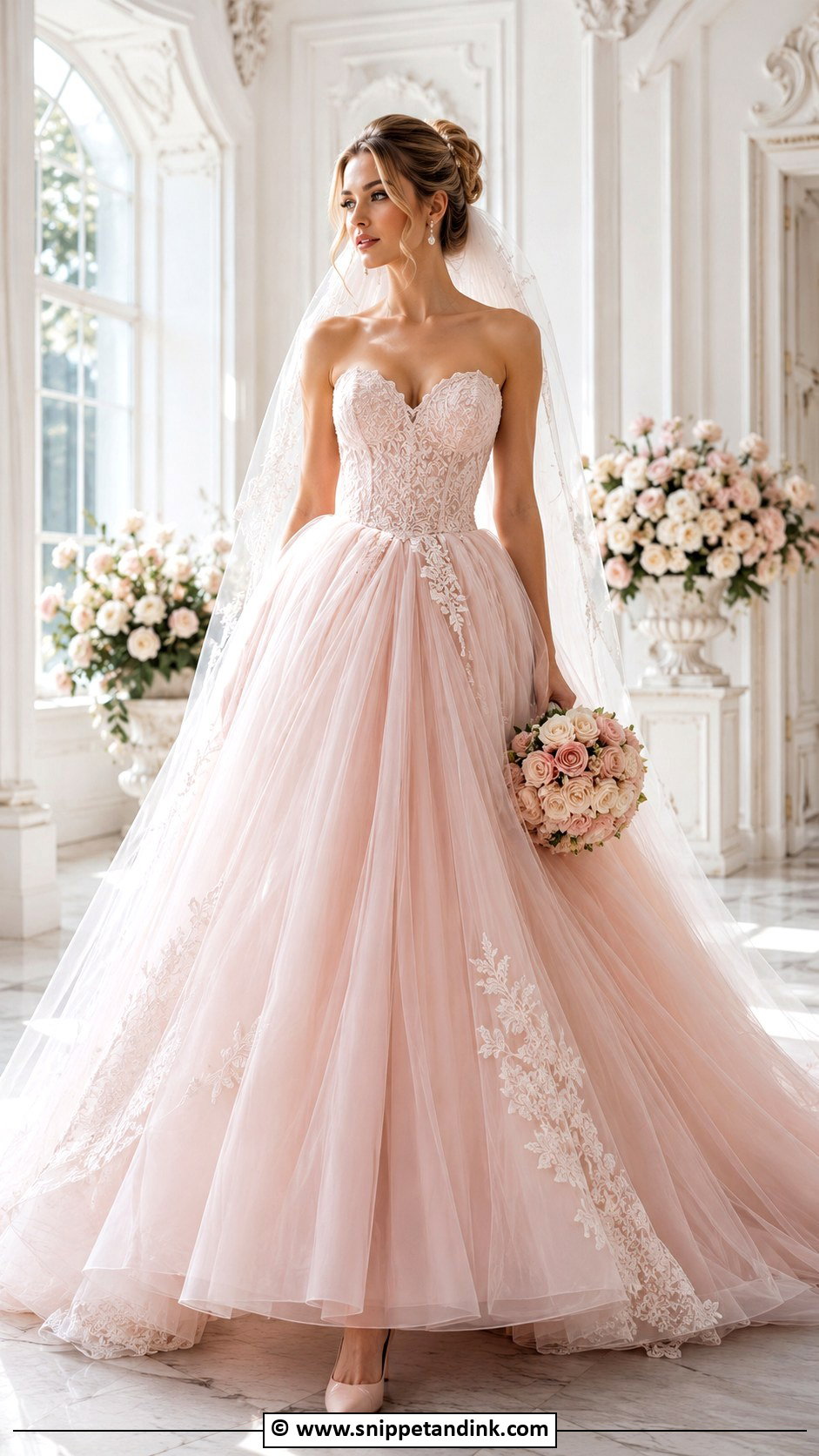 Blush Pink Ball Gown Wedding Dress - Snippet and Ink - 35 Pink Wedding Dress Ideas