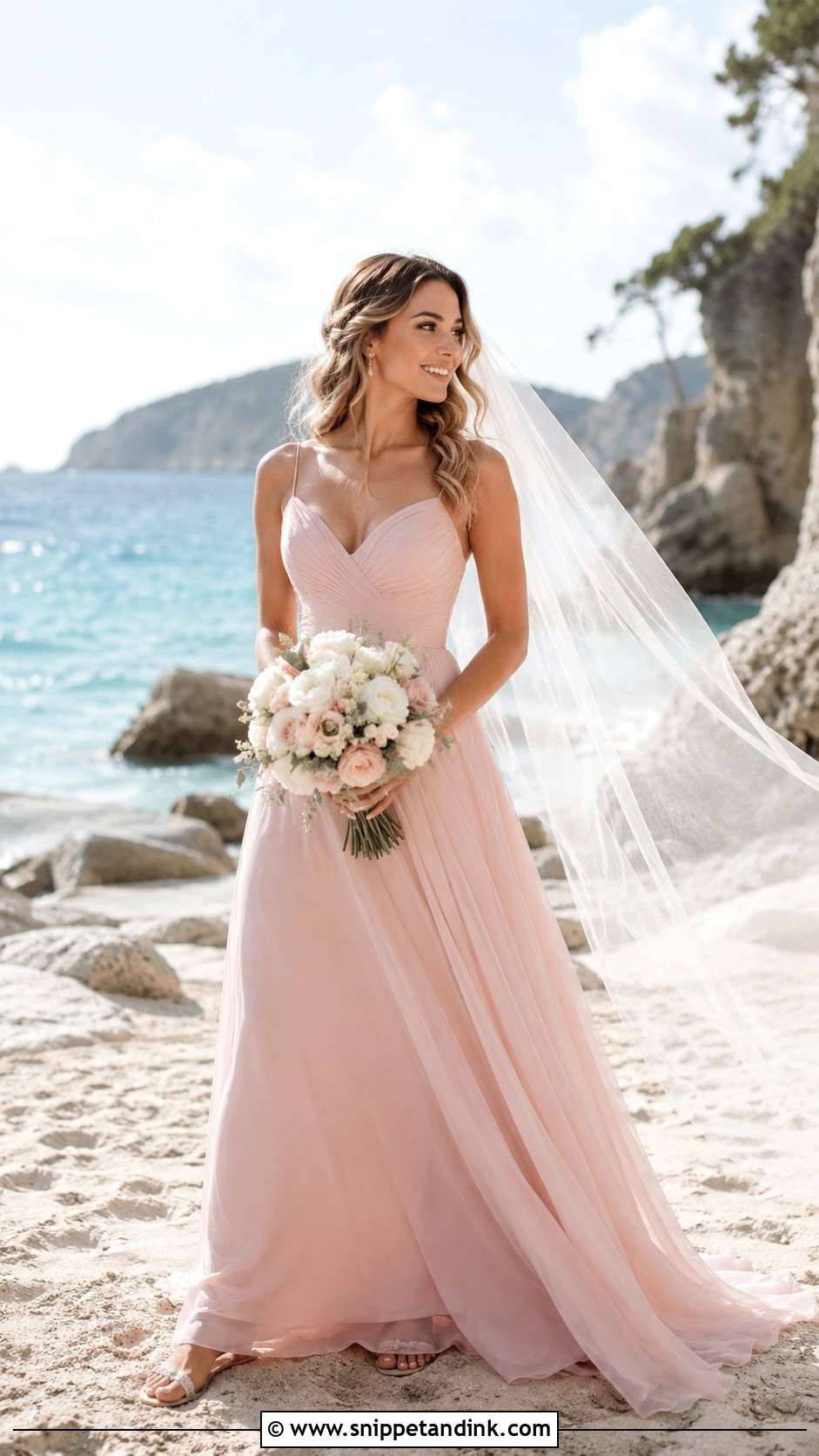 Blush Pink Beach Wedding Dress - Snippet and Ink - 30 Blush Pink Wedding Dress Ideas