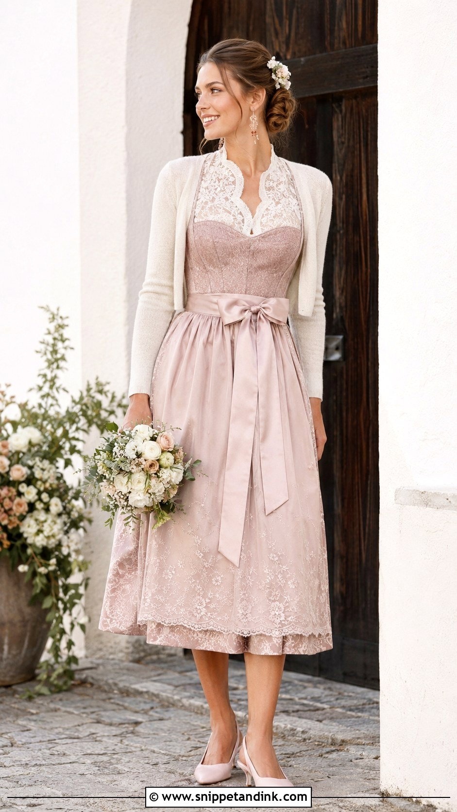 Blush Pink Bridal Dirndl Wedding Dress - Snippet and Ink - 20 German Wedding Dress Ideas