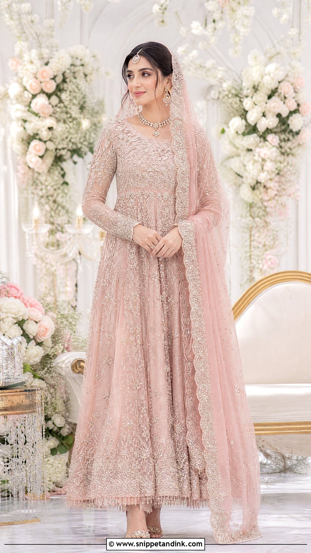Blush Pink Bridal Maxi With Pearl Work - Snippet and Ink - 25 Latest Bridal Dresses Pakistan