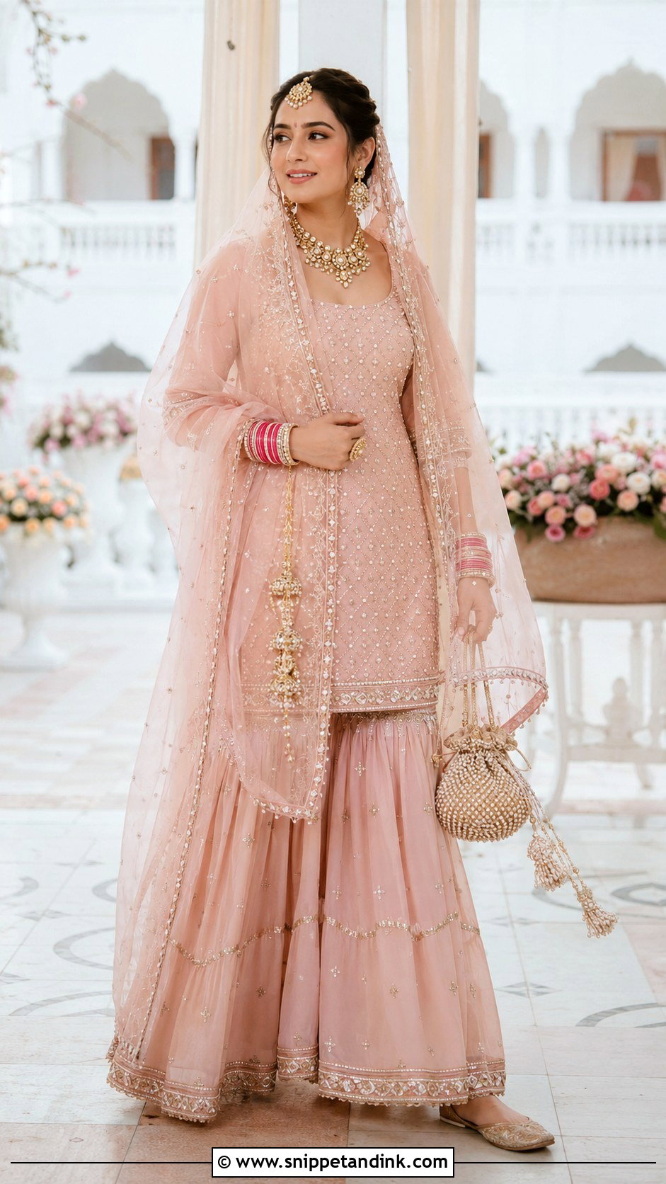 Blush Pink Bridal Punjabi Sharara Suit - Snippet and Ink - 20 Bridal Punjabi Suits Wedding Outfits