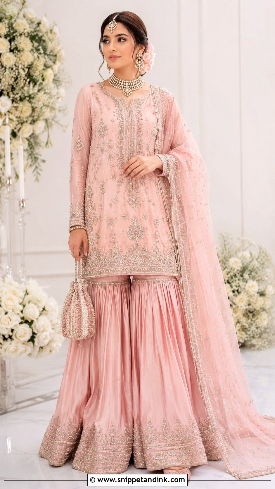 Blush Pink Bridal Sharara Salwar Suit - Snippet and Ink - 20 Bridal Salwar Suits