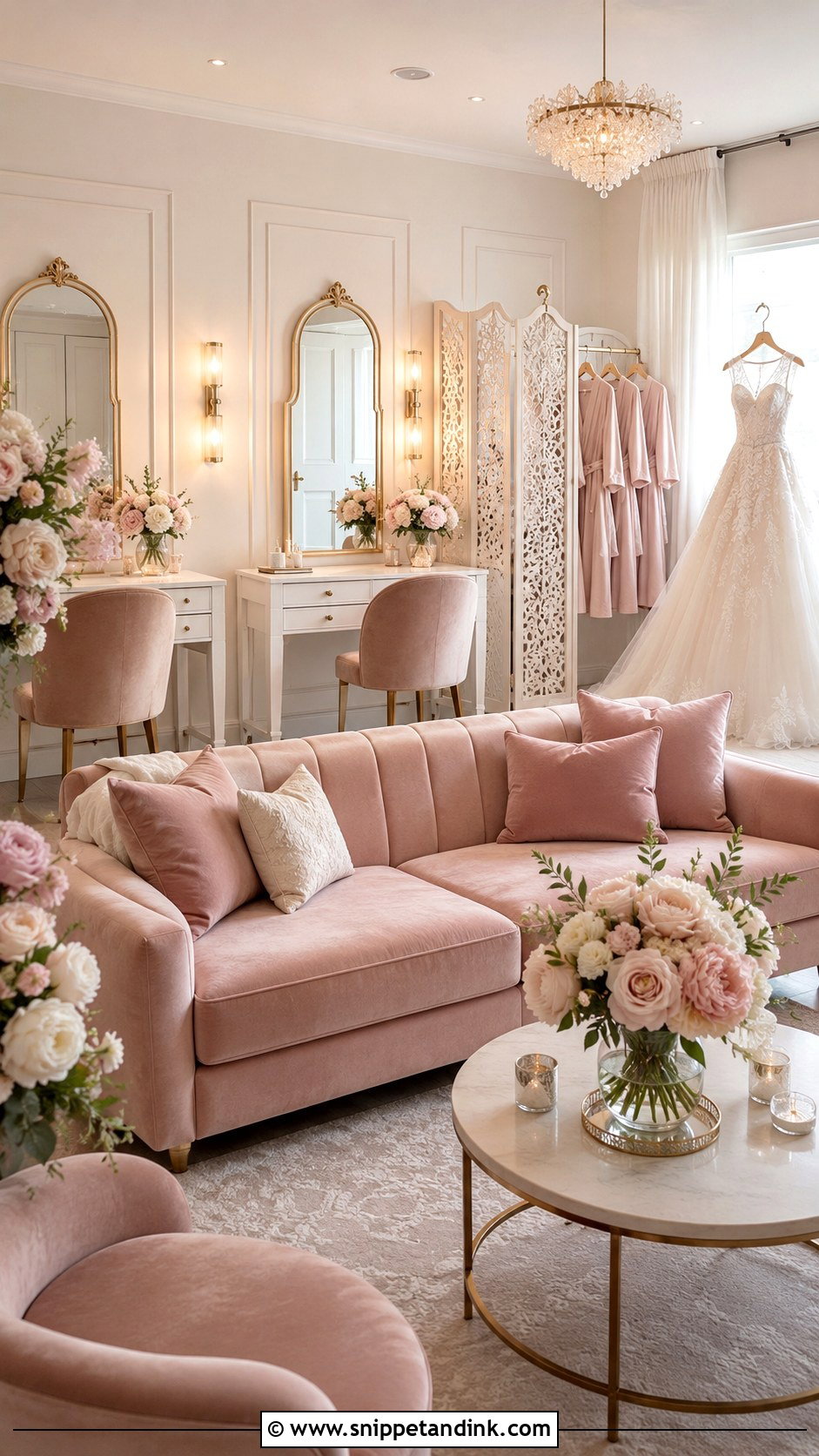 Blush Pink Bridal Suite - Snippet and Ink - 20 Bride Suite Ideas