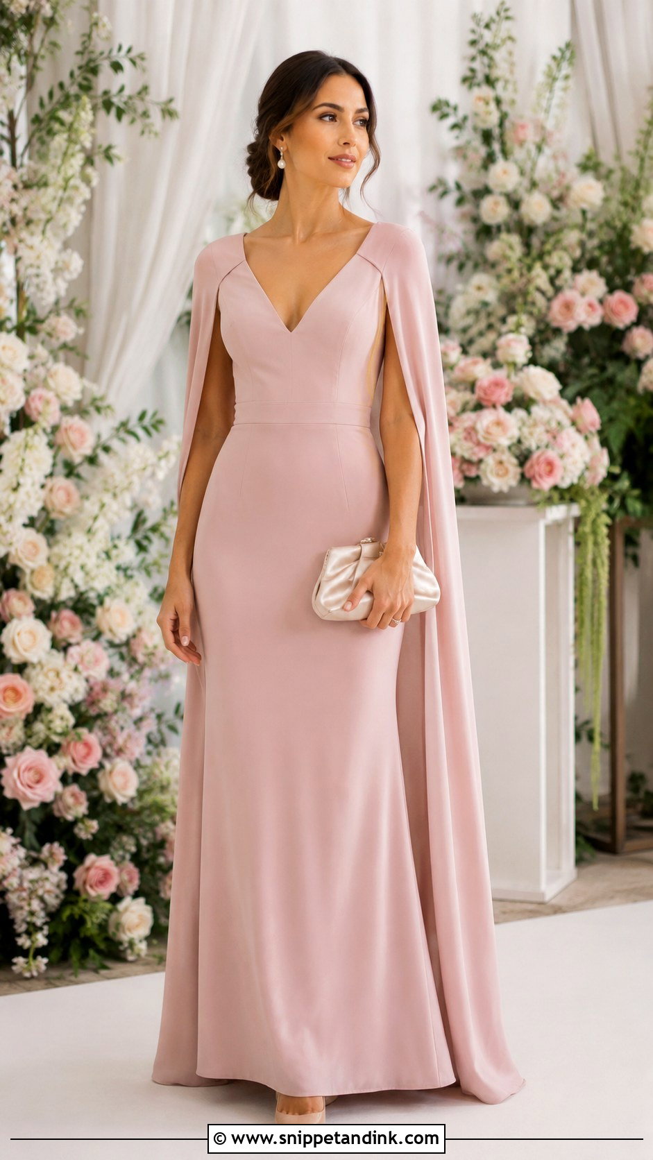 Blush Pink Cape Sleeve Maid of Honor Dress - Snippet and Ink - 20 Dresses for Maid of Honor
