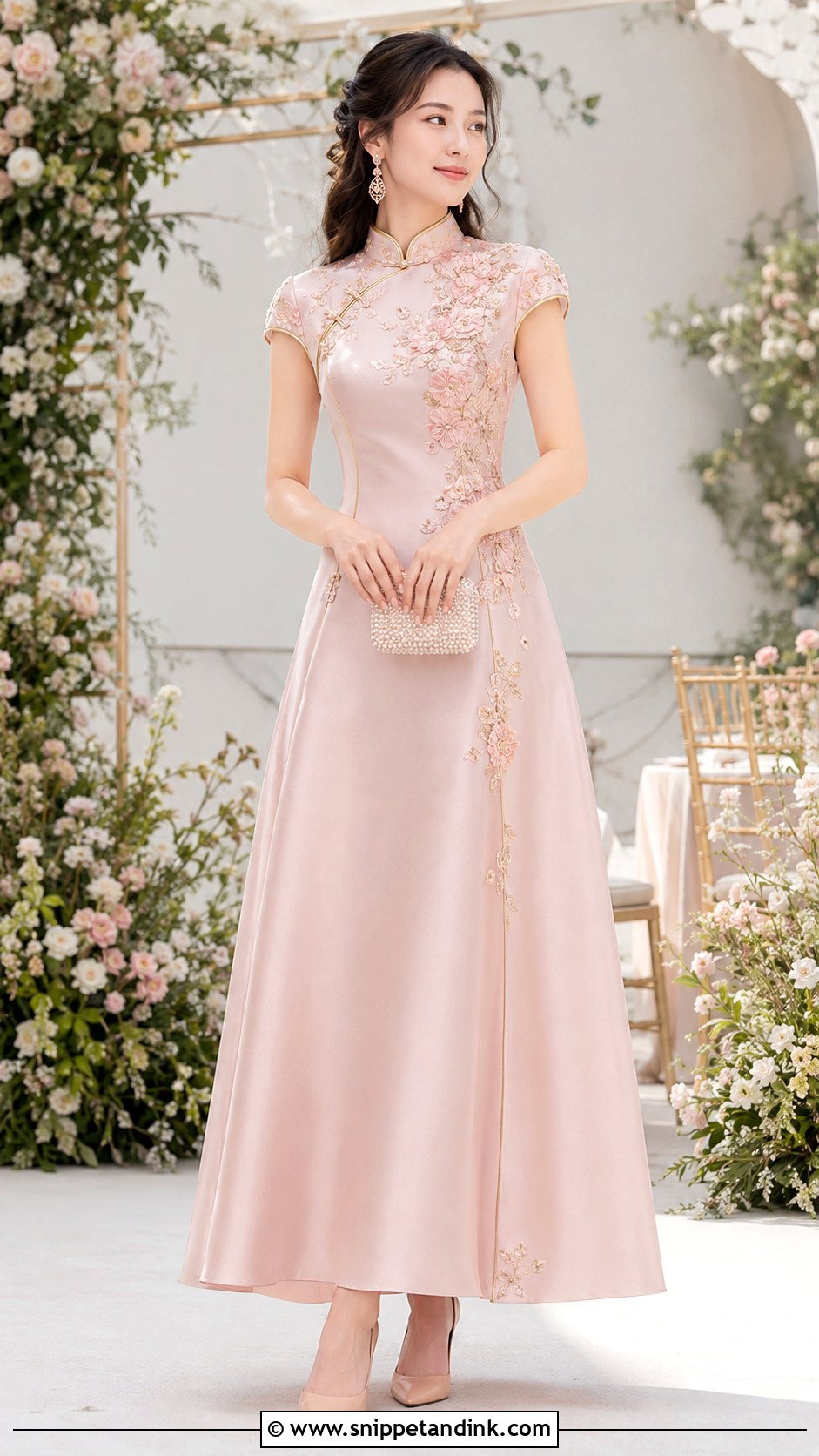 Blush Pink Cheongsam Wedding Dress - Snippet and Ink - 20 Cheongsam Wedding Dress Ideas