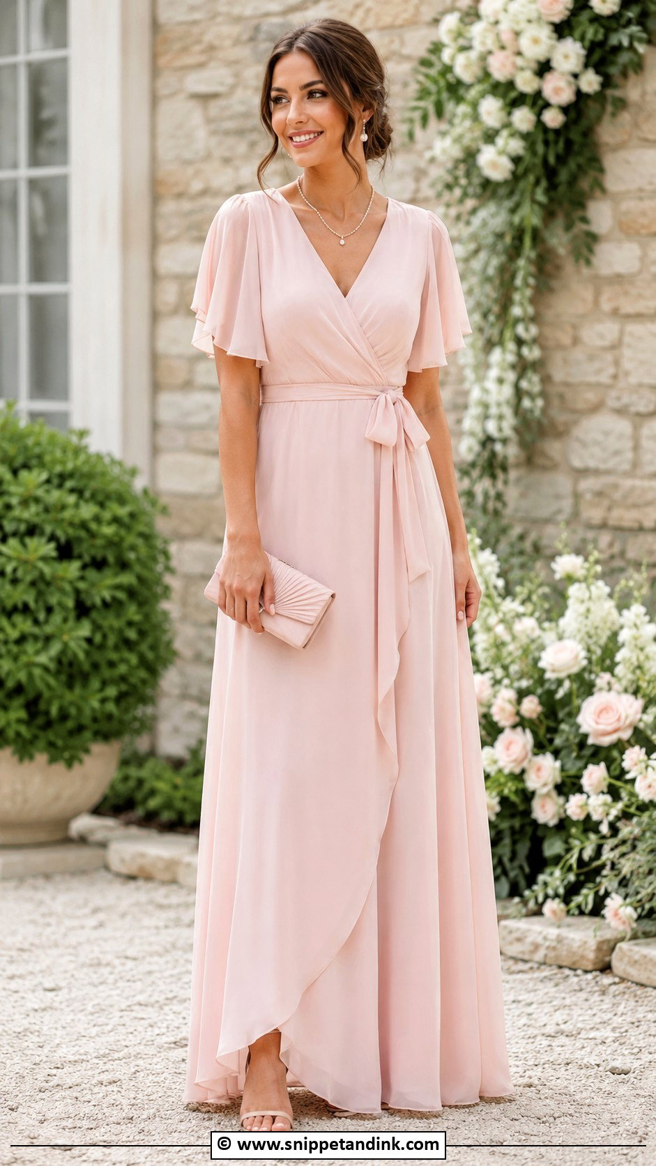 Blush Pink Chiffon Bridesmaid Dress - Snippet and Ink - 30 Bridal Maid Dress Ideas