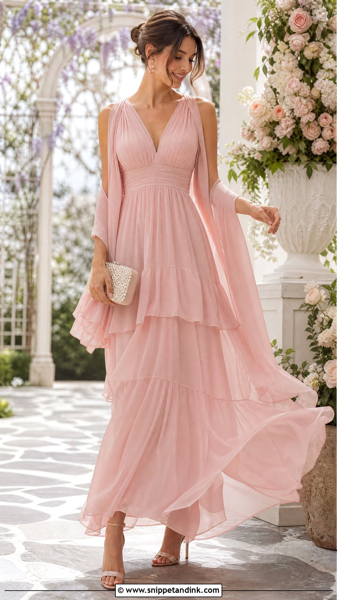 Blush Pink Chiffon Gown Outfit - Snippet and Ink - 20 Womens Gown Ideas