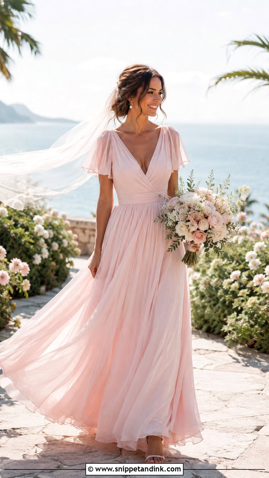 Blush Pink Chiffon Wedding Dress - Snippet and Ink - 30 Blush Pink Wedding Dress Ideas