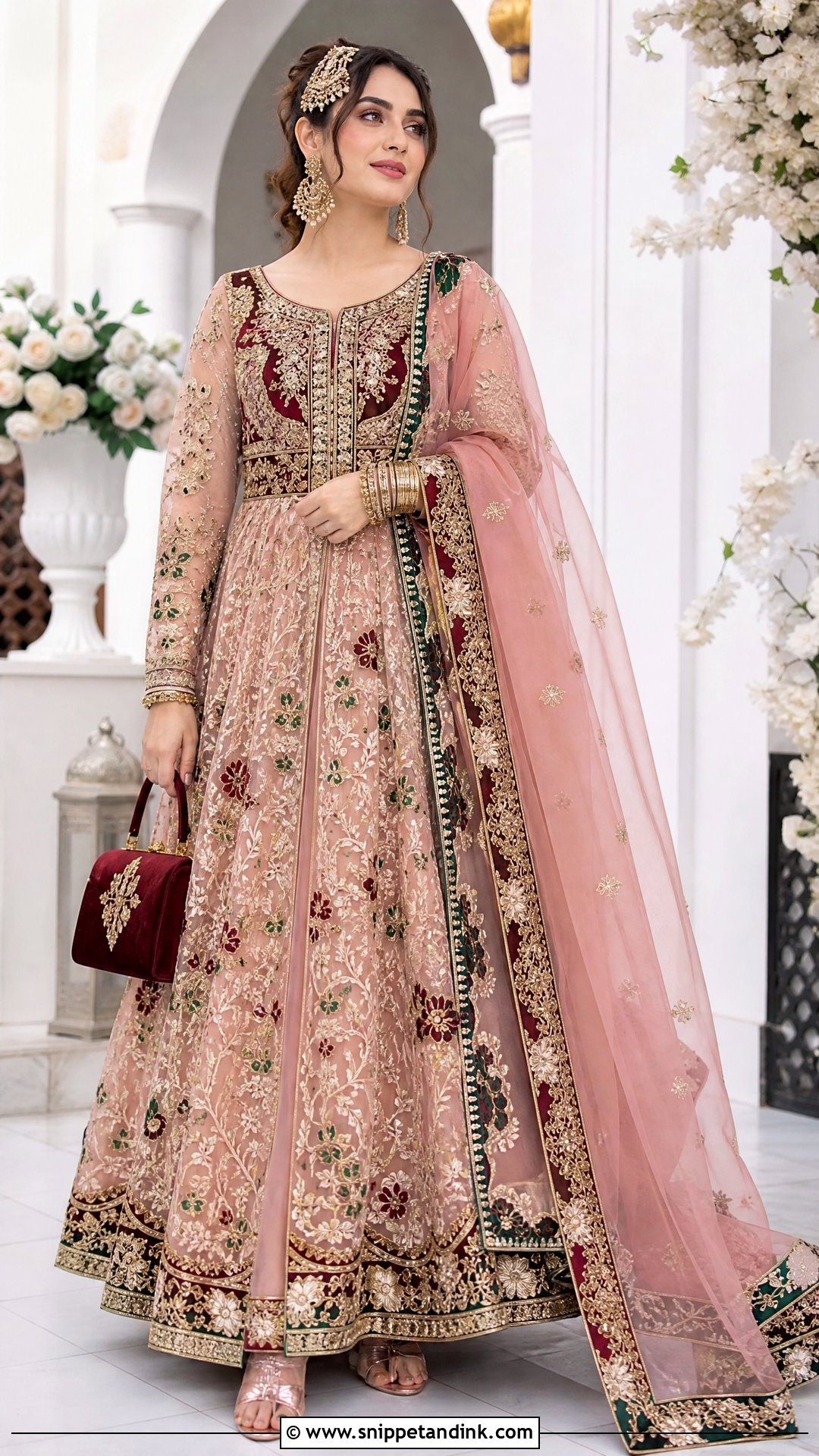 Blush Pink Embroidered Afghan Wedding Dress - Snippet and Ink - 20 Traditional Afghan Wedding Dress Ideas