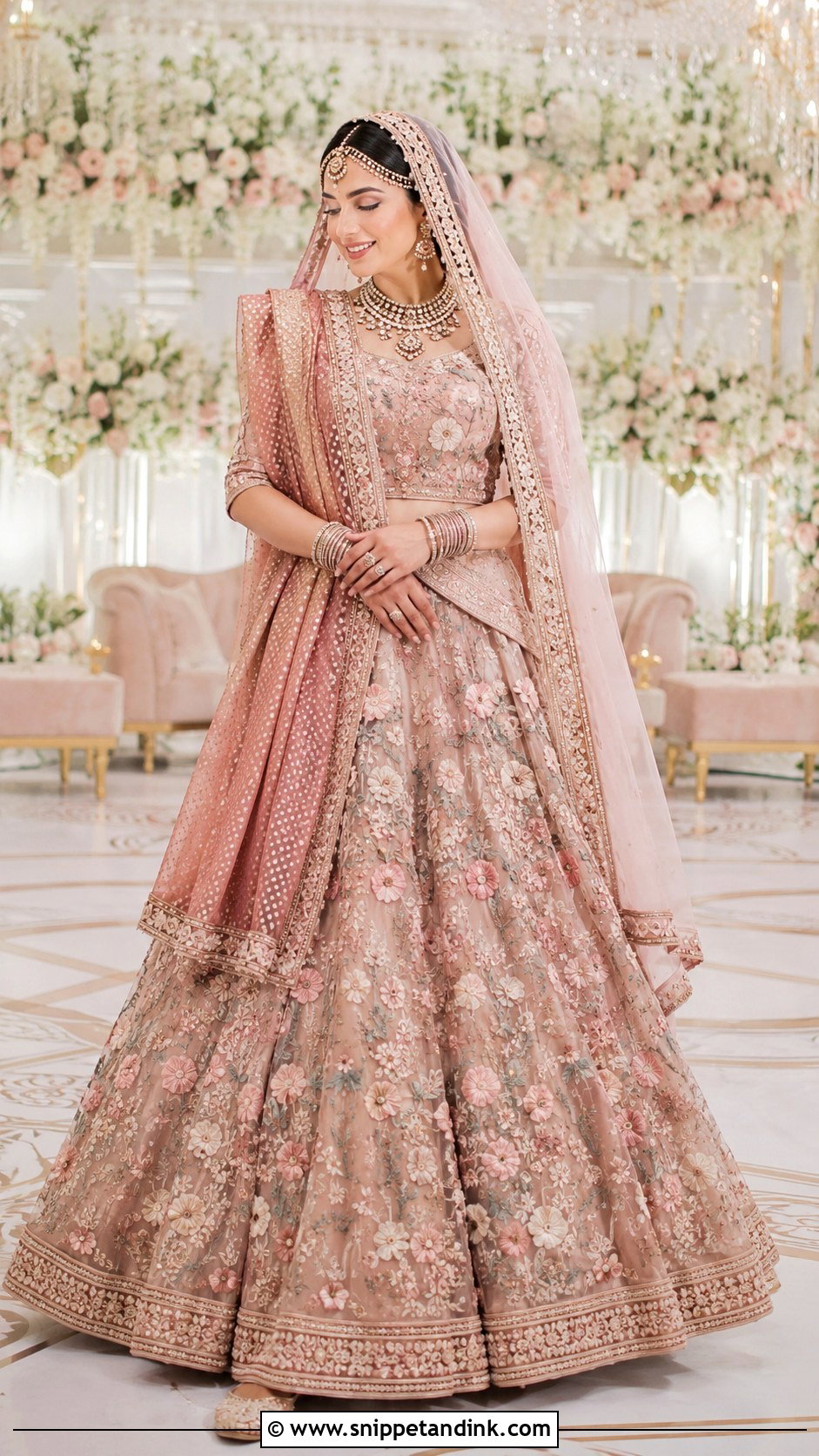 Blush Pink Floral Barat Lehnga - Snippet and Ink - 20 Barat Lehnga Pakistani Bridal Ideas