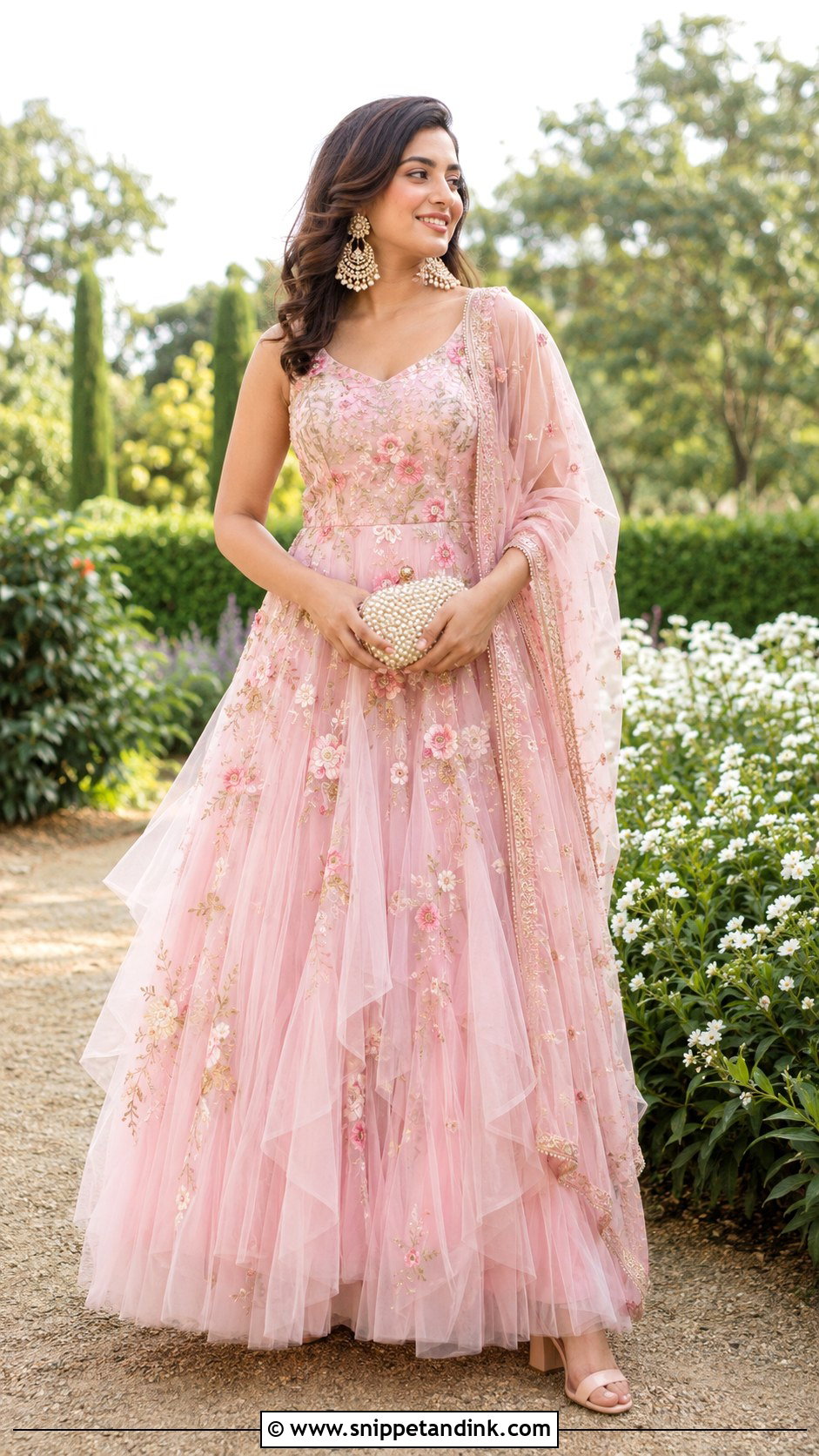 Blush Pink Floral Indian Wedding Gown - Snippet and Ink - 20 Indian Wedding Gown Ideas