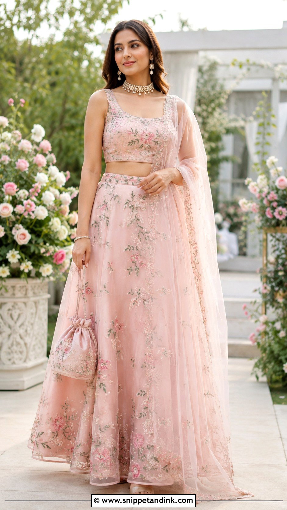 Blush Pink Floral Lengha - Snippet and Ink - 20 Beautiful Lengha Ideas