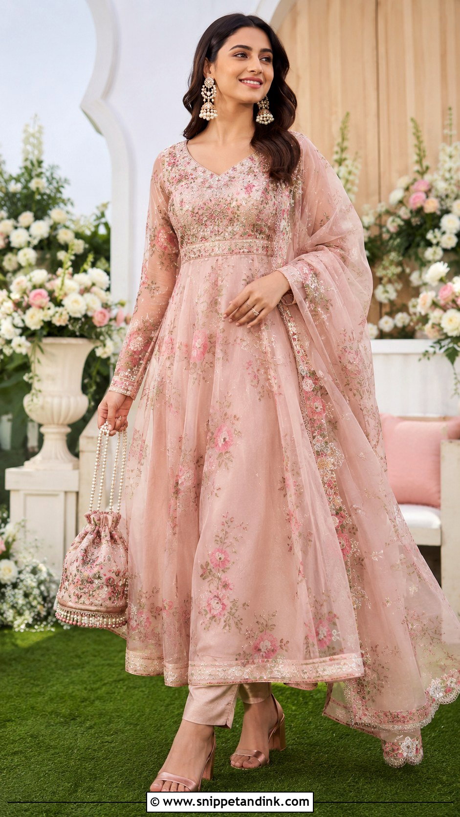 Blush Pink Floral Wedding Anarkali - Snippet and Ink - 20 Wedding Anarkali Ideas