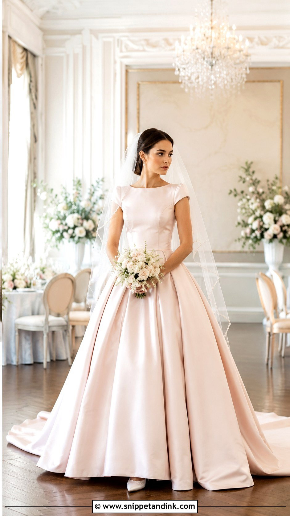 Blush Pink Gazar Wedding Gown - Snippet and Ink - 20 Gazar Gown Ideas